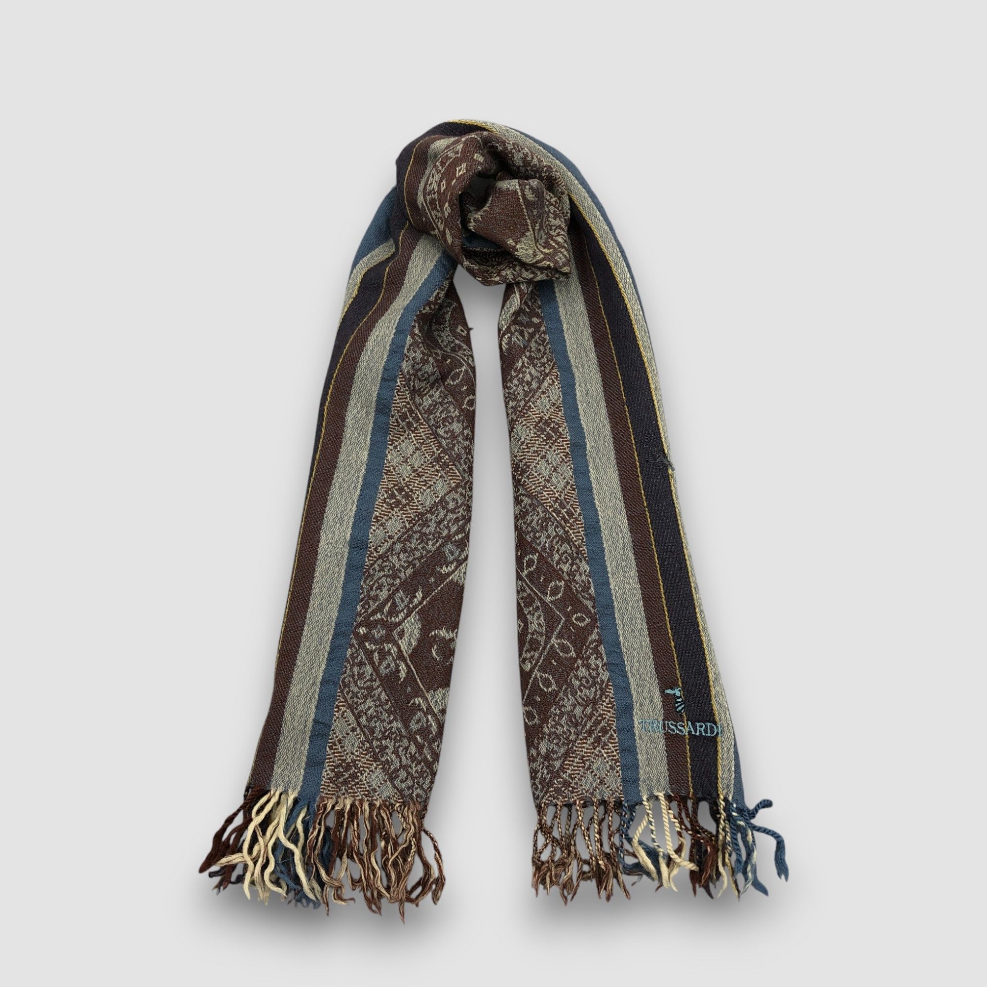 Trussardi Vintage Trussardi Scarf Muffler Wool Winter Fringe Scarves Size ONE SIZE - 1 Thumbnail