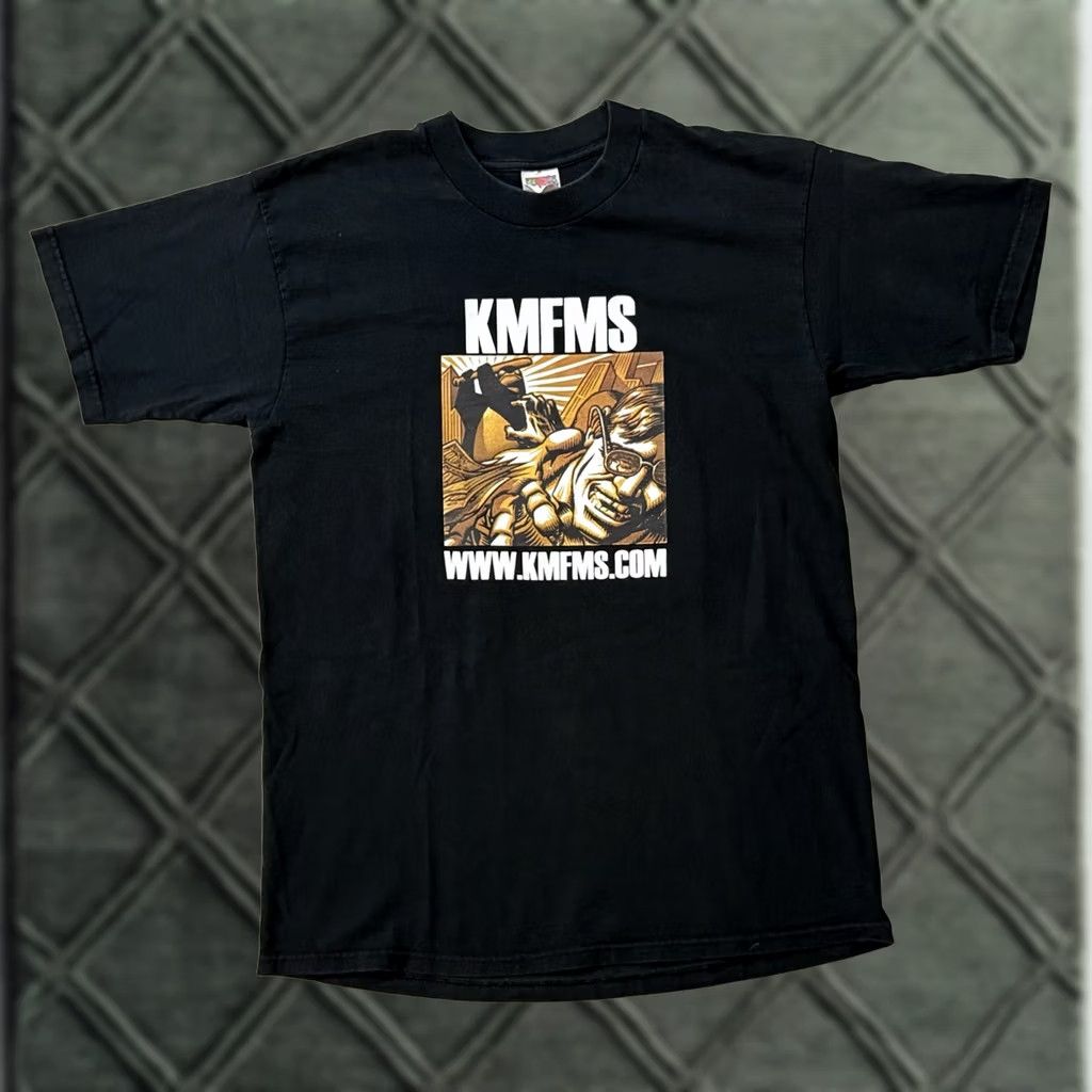 Fruit Of The Loom VINTAGE 90s Shirt Large Linux Microsoft Bill Gates Tux KMFDM KMFMS.com Graphic Print Crew Neck Cotton Men Short Sleeve Size US L / EU 52-54 / 3 - 1 Thumbnail