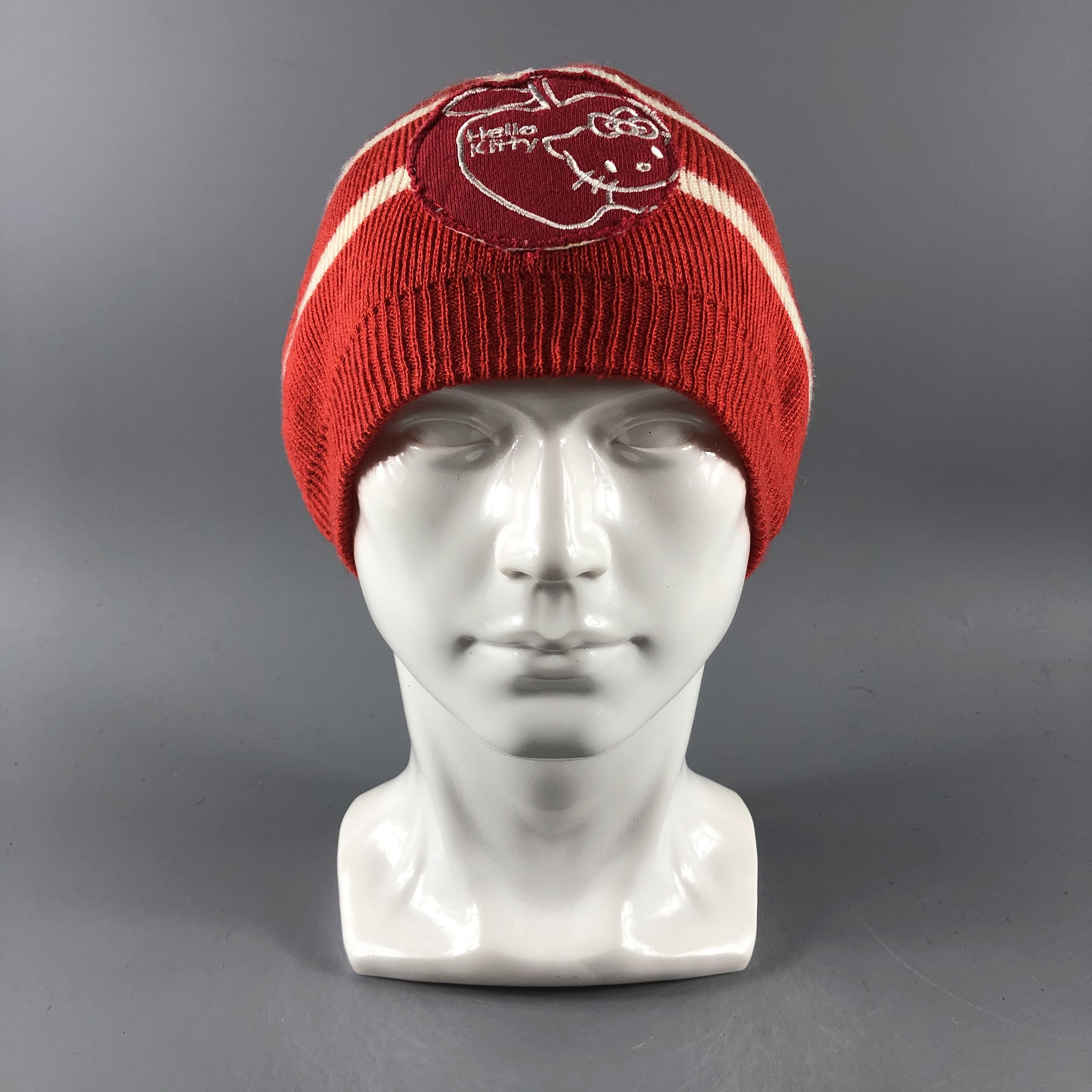 image of Vintage Helo Kitty Hats Stripe Beanie Cartoon Snow Cap B1017, Men's