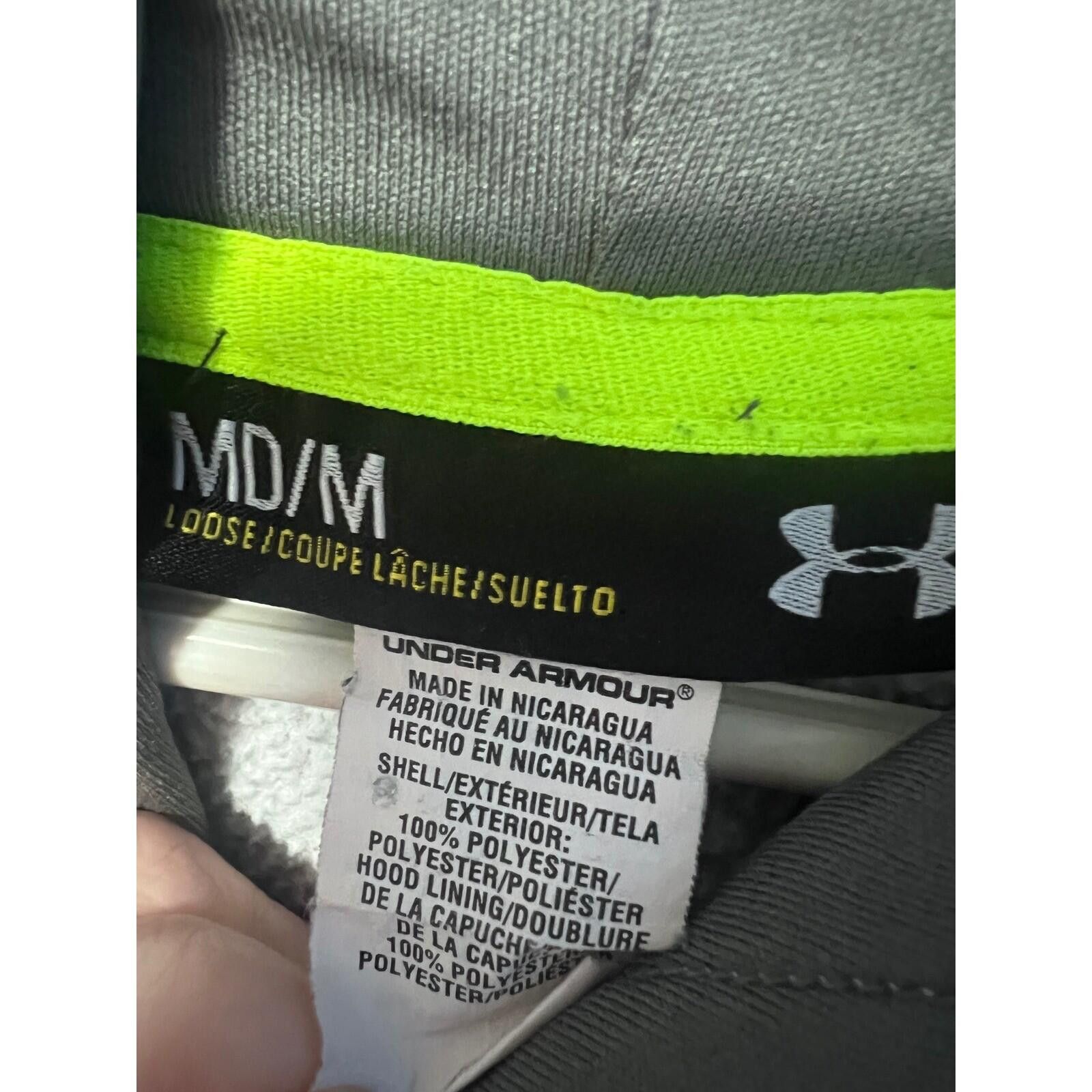 Under Armour Under Armour Hoodie Mens Medium Gray Neon Graphic Logo Size US M / EU 48-50 / 2 - 3 Thumbnail