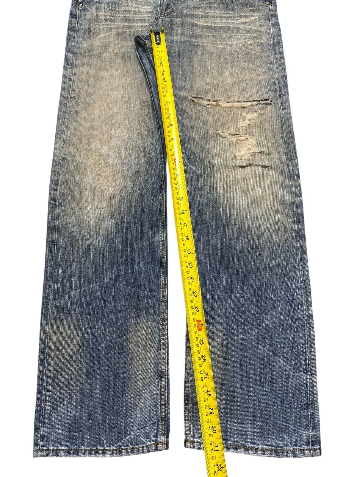 If Six Was Nine Vintage Japanese Brand Mud Wash Faded Distress Straight Leg Size US 34 / EU 50 - 13 Thumbnail