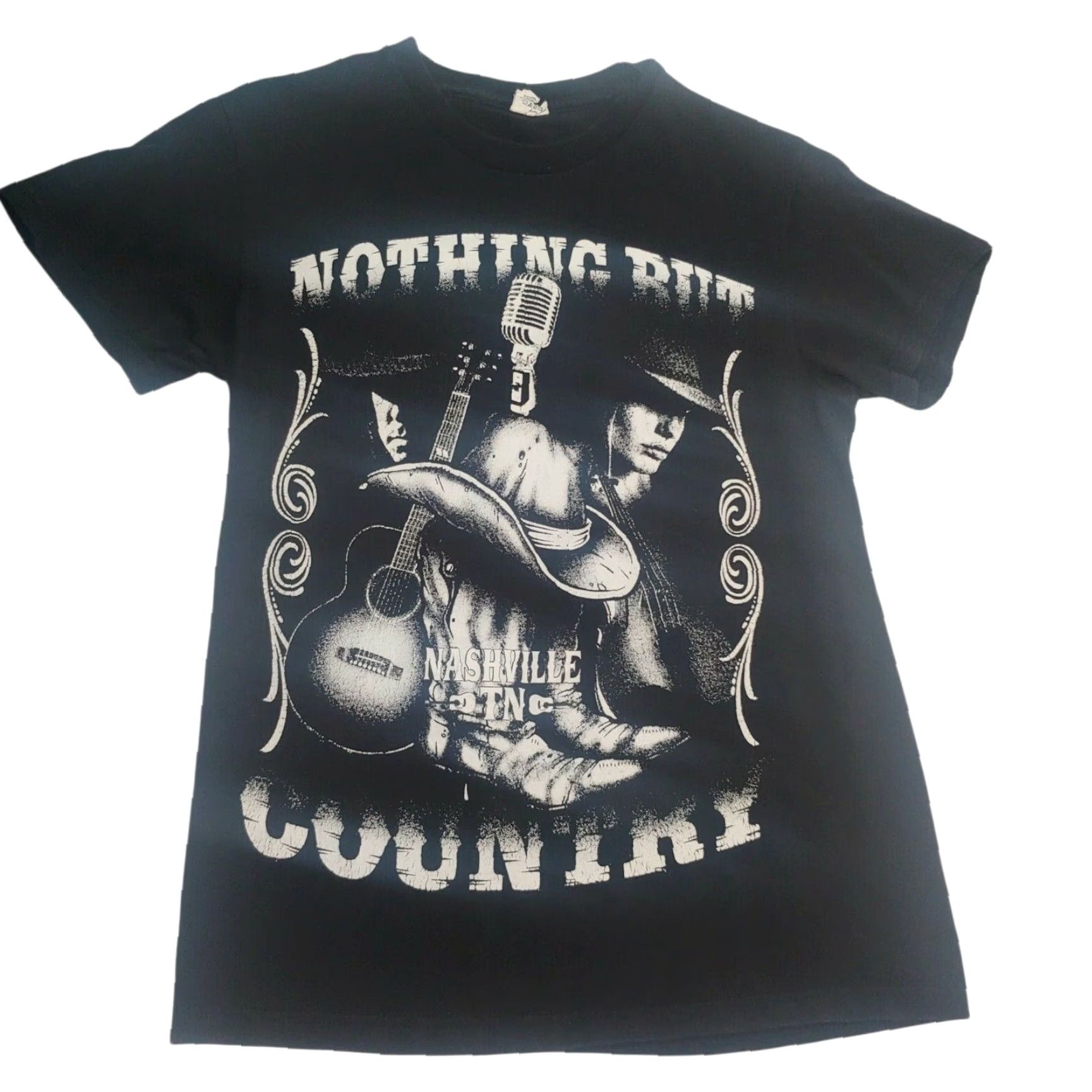 Delta Noth ing But Country Nashville Tennessee Shirt Small Black Guitar Music Graphic T Size US S / EU 44-46 / 1 - 3 Thumbnail