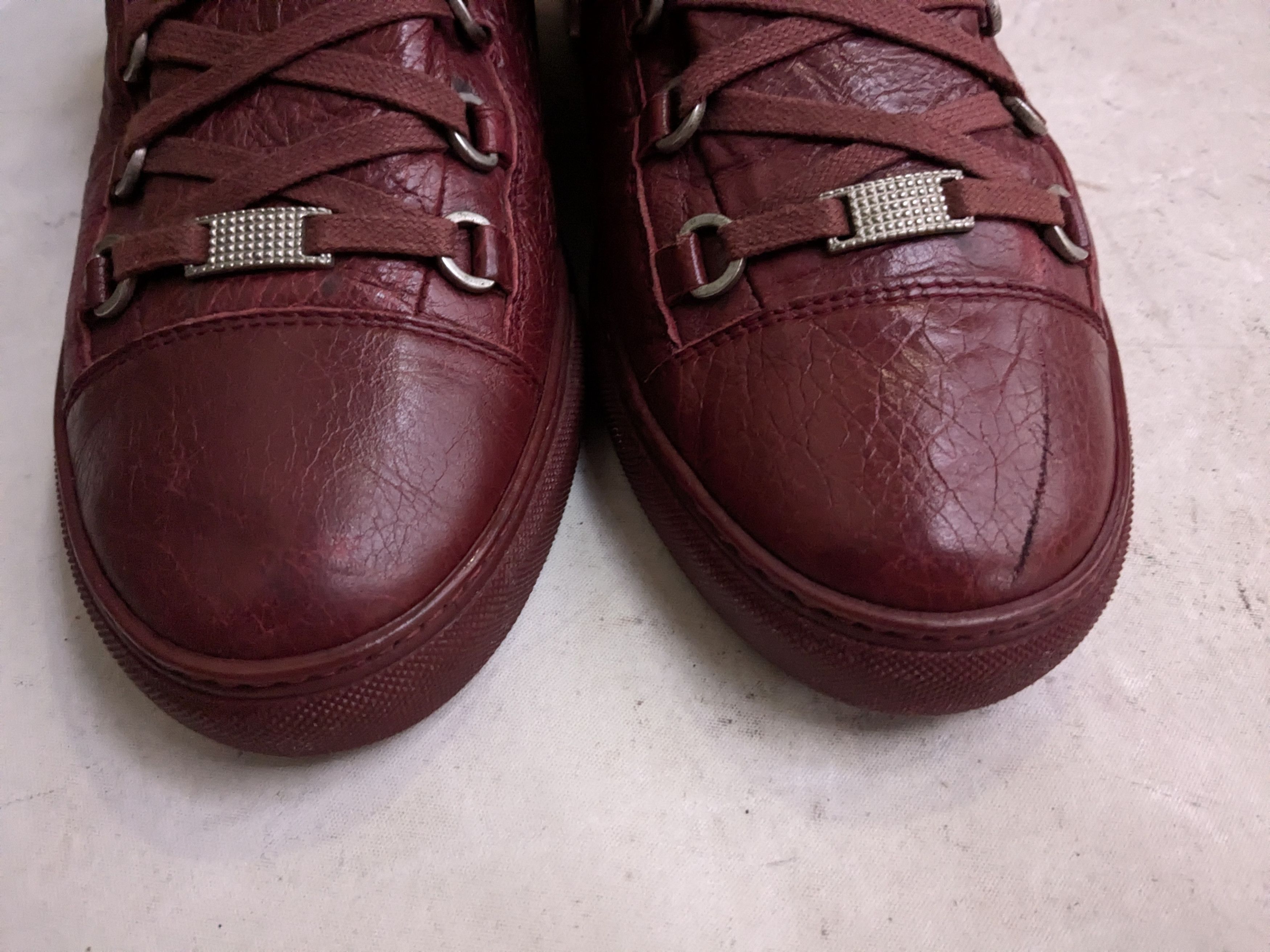 Balenciaga Balenciaga Arenas Burgundy Leather 12 High Tops Size US 12 / EU 45 - 2 Thumbnail