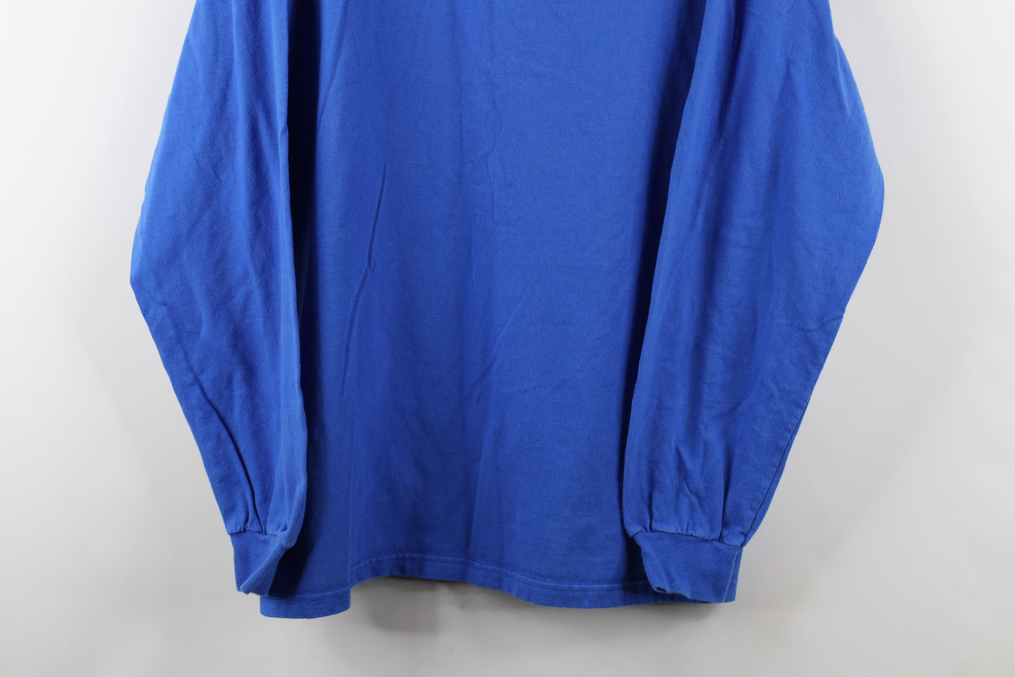 Hanes × Vintage Vintage 90s Hanes Beefy Long Sleeve T-Shirt Blue Cotton Size US L / EU 52-54 / 3 - 3 Thumbnail
