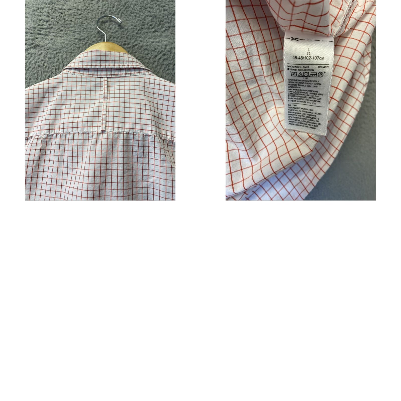 Banana Republic BANANA REPUBLIC Slim Fit Long Sleeve Button-Up Shirt Large Red Check Mens Size US L / EU 52-54 / 3 - 8 Thumbnail