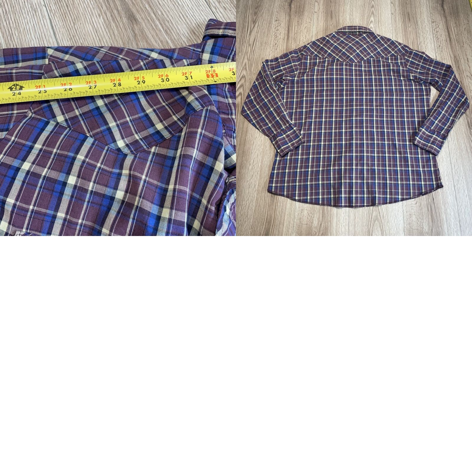 Wrangler VTG Wrangler Shirt Western Plaid Blue Mens XL Pearl Snap Short Sleeve Button-Up Casual Size US XL / EU 56 / 4 - 8 Thumbnail
