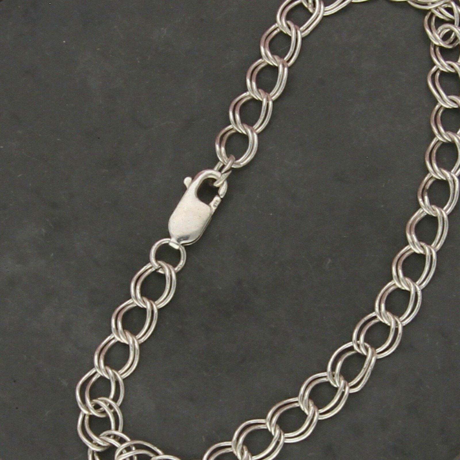 Sterling Silver sterling silver double curb charm chain bracelet size 8.5in Size ONE SIZE - 3 Thumbnail