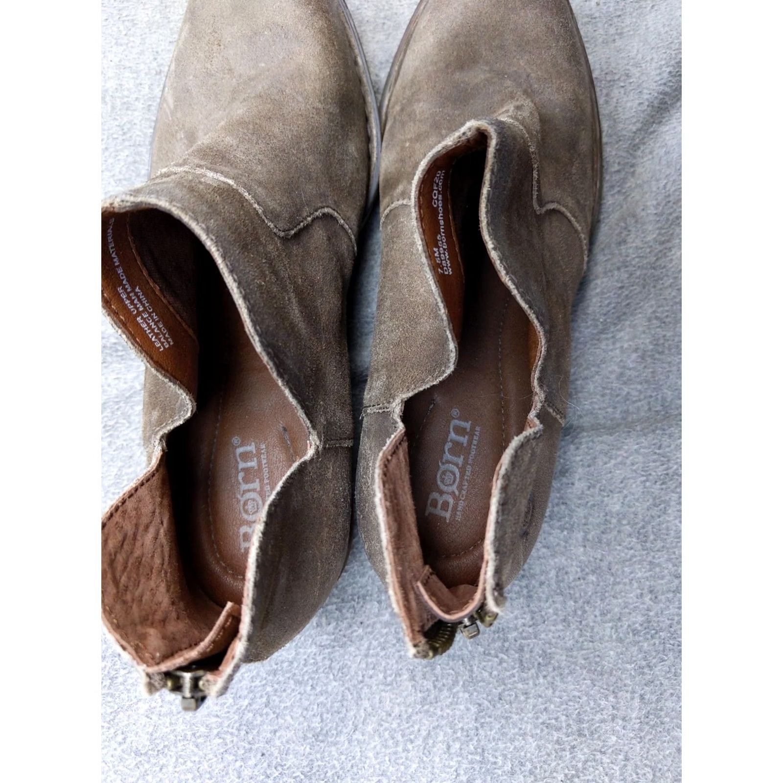 Born Born Boots Womens Size 7.5M Brown Suede Ankle Zip Booties Block Heel Casual Size US 8 / IT 38 - 3 Thumbnail