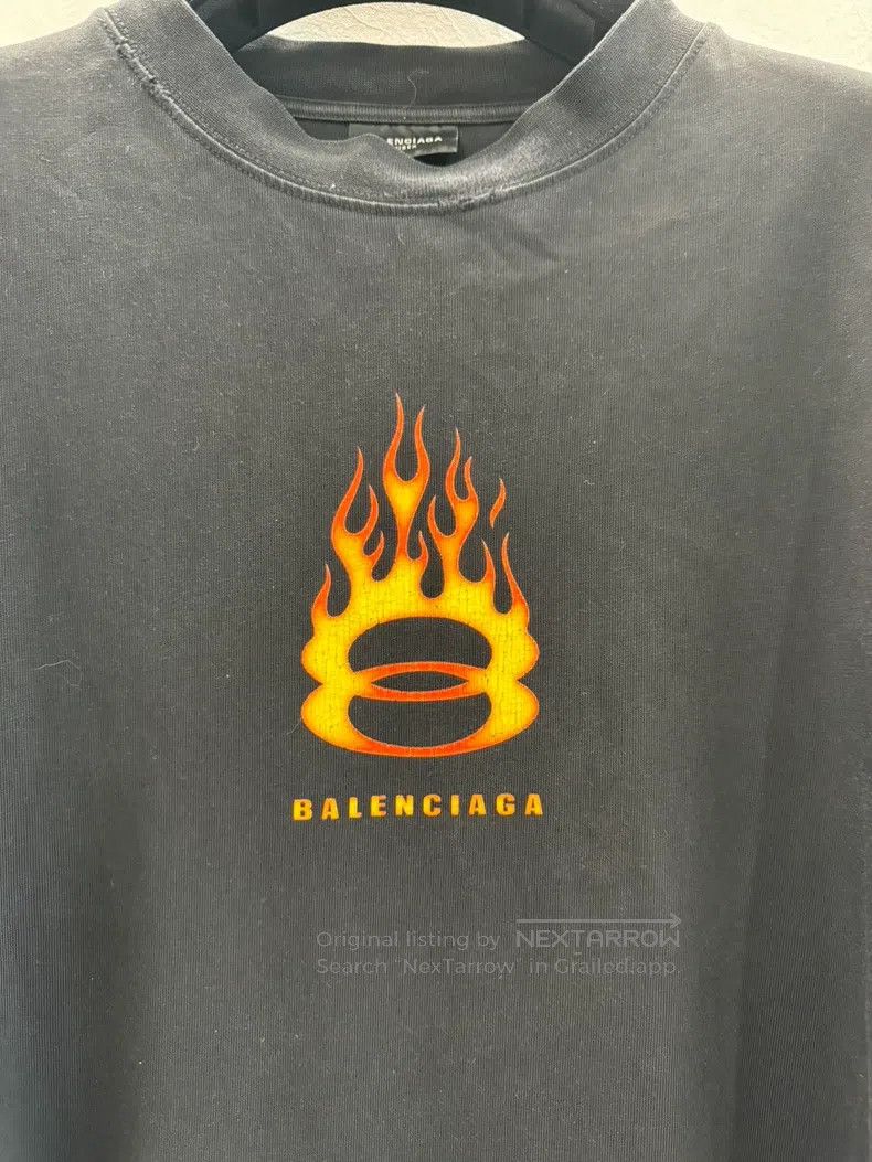 Balenciaga Balenciaga Yellow Double Ring Flame Black Short Sleeve Size US L / EU 52-54 / 3 - 4 Thumbnail