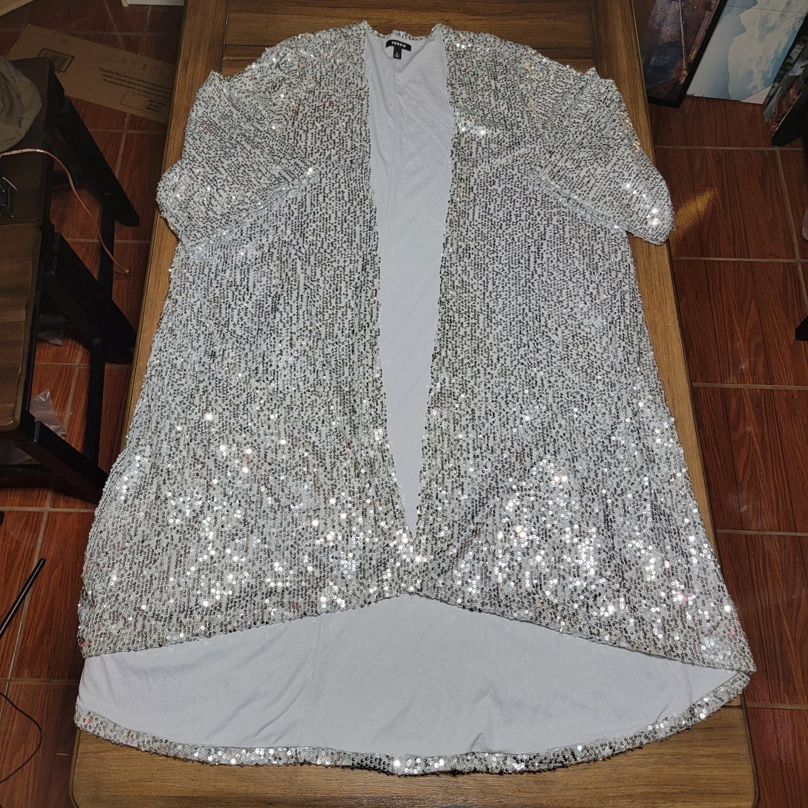 Other Torrid Full Silver Sequin Long Jacket - Size 4 Size 4XL / US 24-26 - 1 Thumbnail