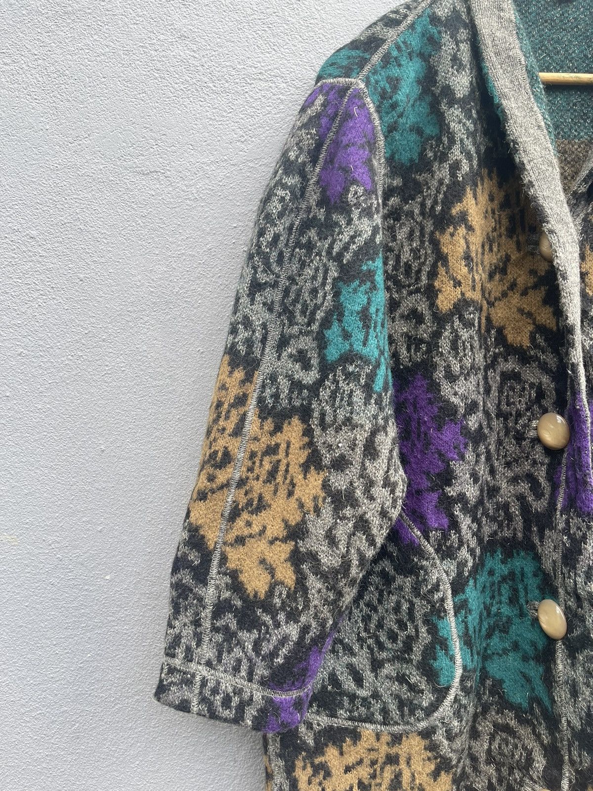 Designer Vintage Castleberry New York Wool Jacket Bold Floral Pattern Size L / US 10 / IT 46 - 6 Thumbnail