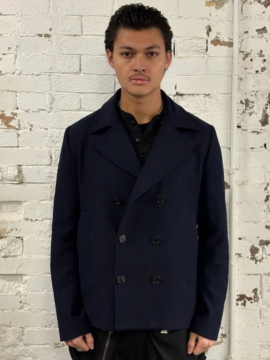 Dior 2000s Dior Navy Wool Classy Light Pea Coat Size US M / EU 48-50 / 2 - 1 Thumbnail