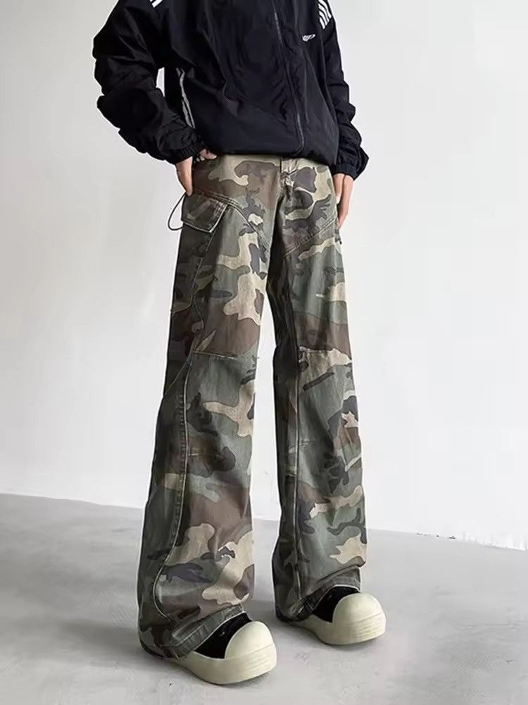 Japanese Brand Cargo Camo Stacked Pants, Wide Leg Pants Size US 29 - 7 Thumbnail