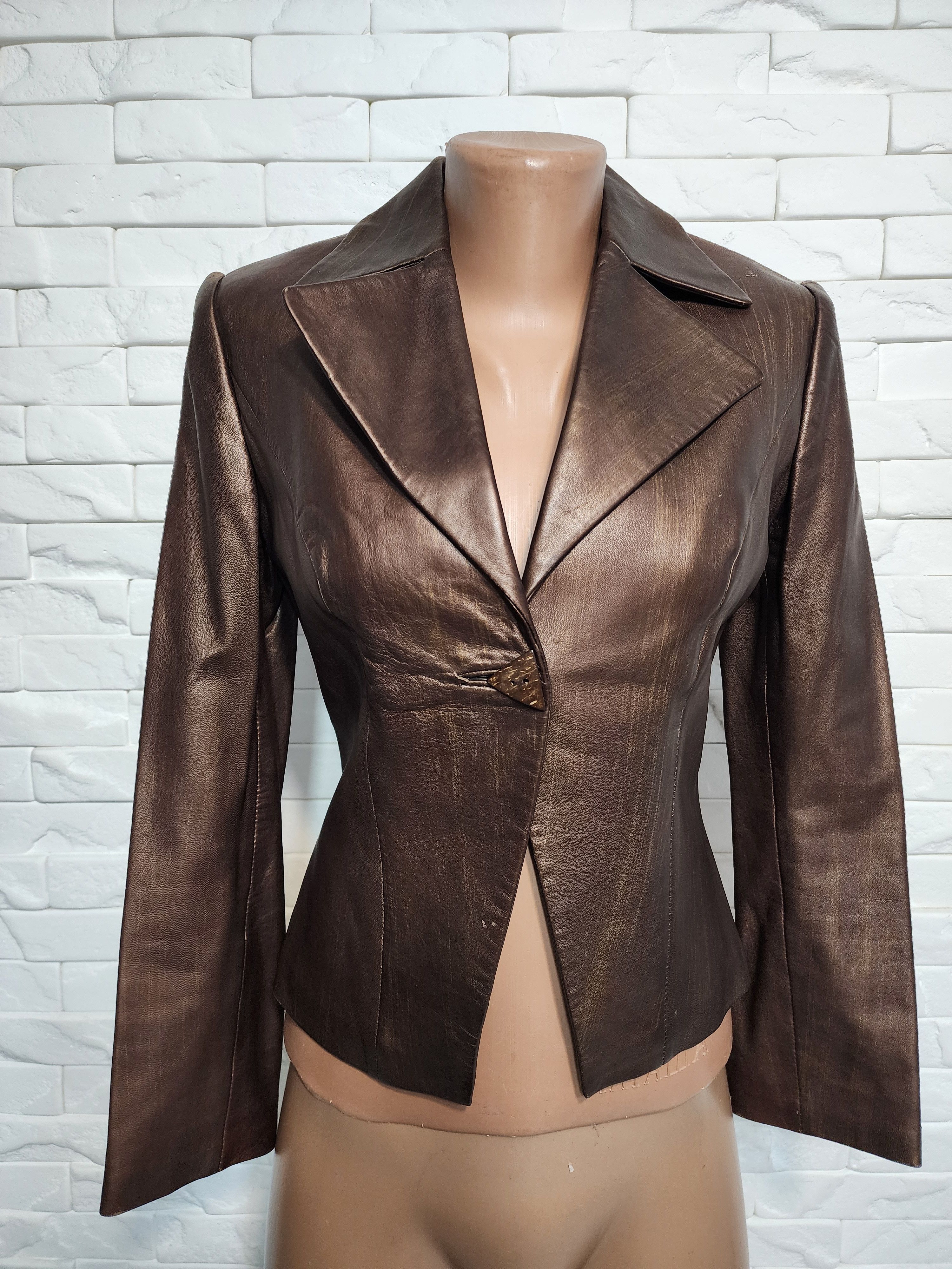 Other Brown Genuine Leather Jacket - Button Up Coat. Size S / US 4 / IT 40 - 1 Thumbnail