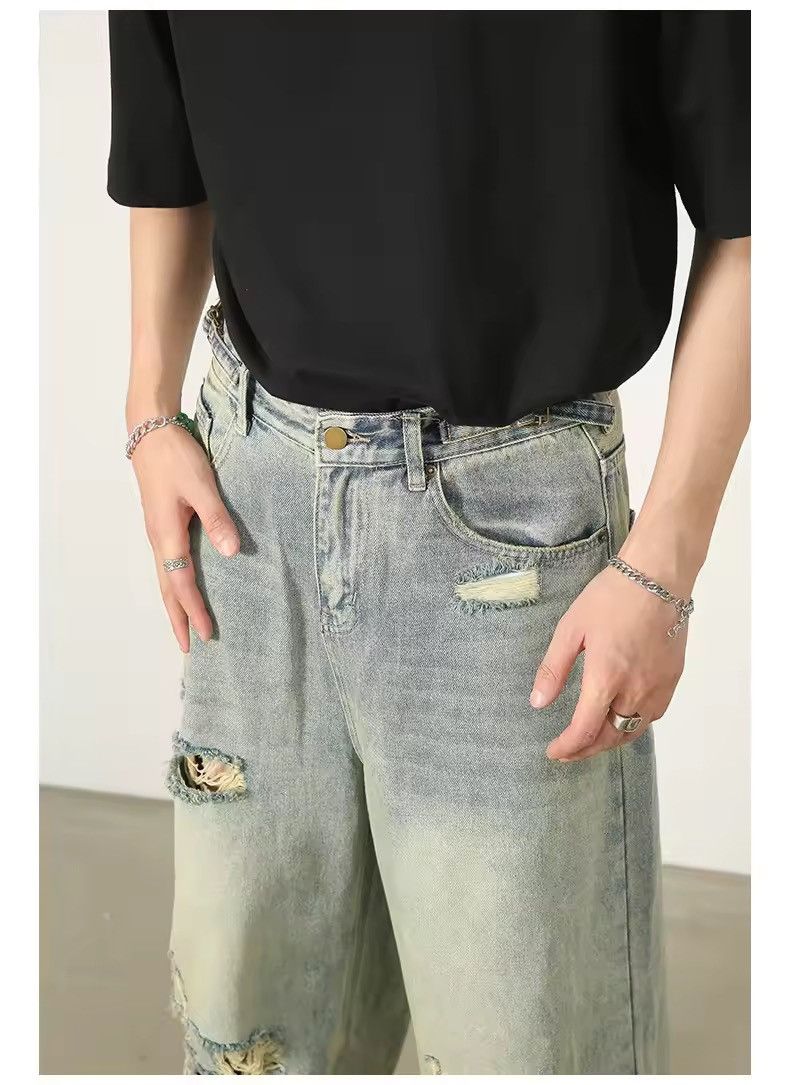 Japanese Brand × Jean Blue Ripped Jeans For Men Size US 31 - 3 Thumbnail