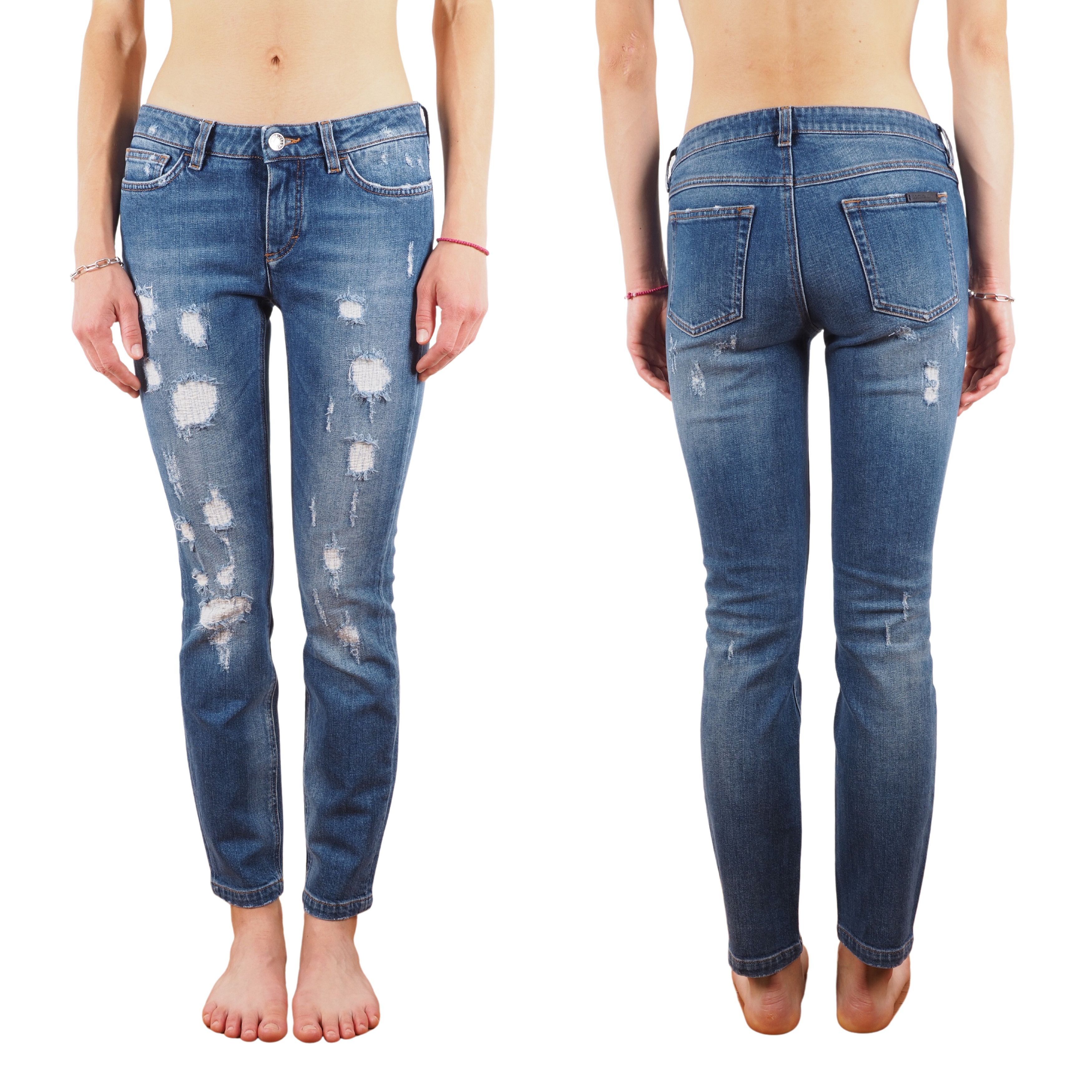 Dolce & Gabbana Dolce & Gabbana Pretty Blue Distress Denim Slim Jeans Size 26" / US 2 / IT 38 - 2 Thumbnail