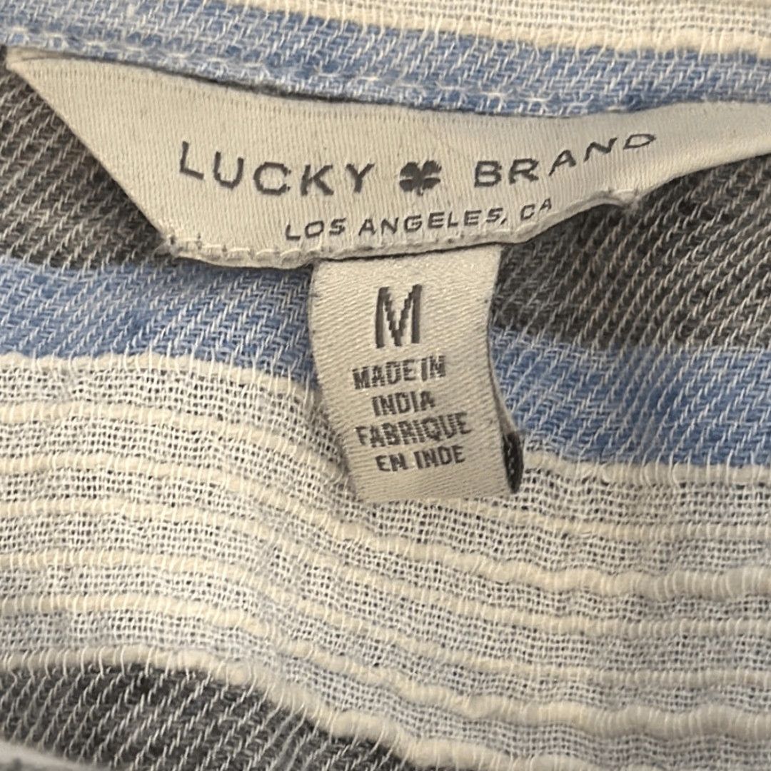 Lucky Brand Lucky Brand Shirt Button-Up Sleeveless Multicolor Blue Pink Striped M Women Womens Size M / US 6-8 / IT 42-44 - 4 Thumbnail