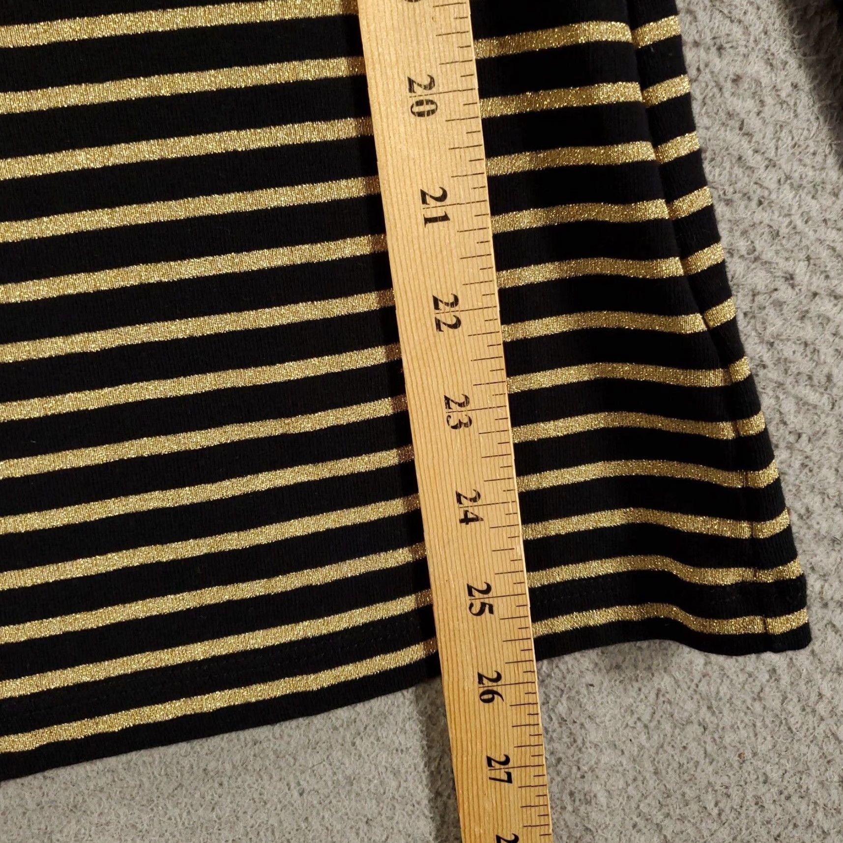 Ralph Lauren Womens Ralph Lauren Sweater Large Black Shimmer Sparkle Gold Stripes Lightweight Size L / US 10 / IT 46 - 3 Thumbnail