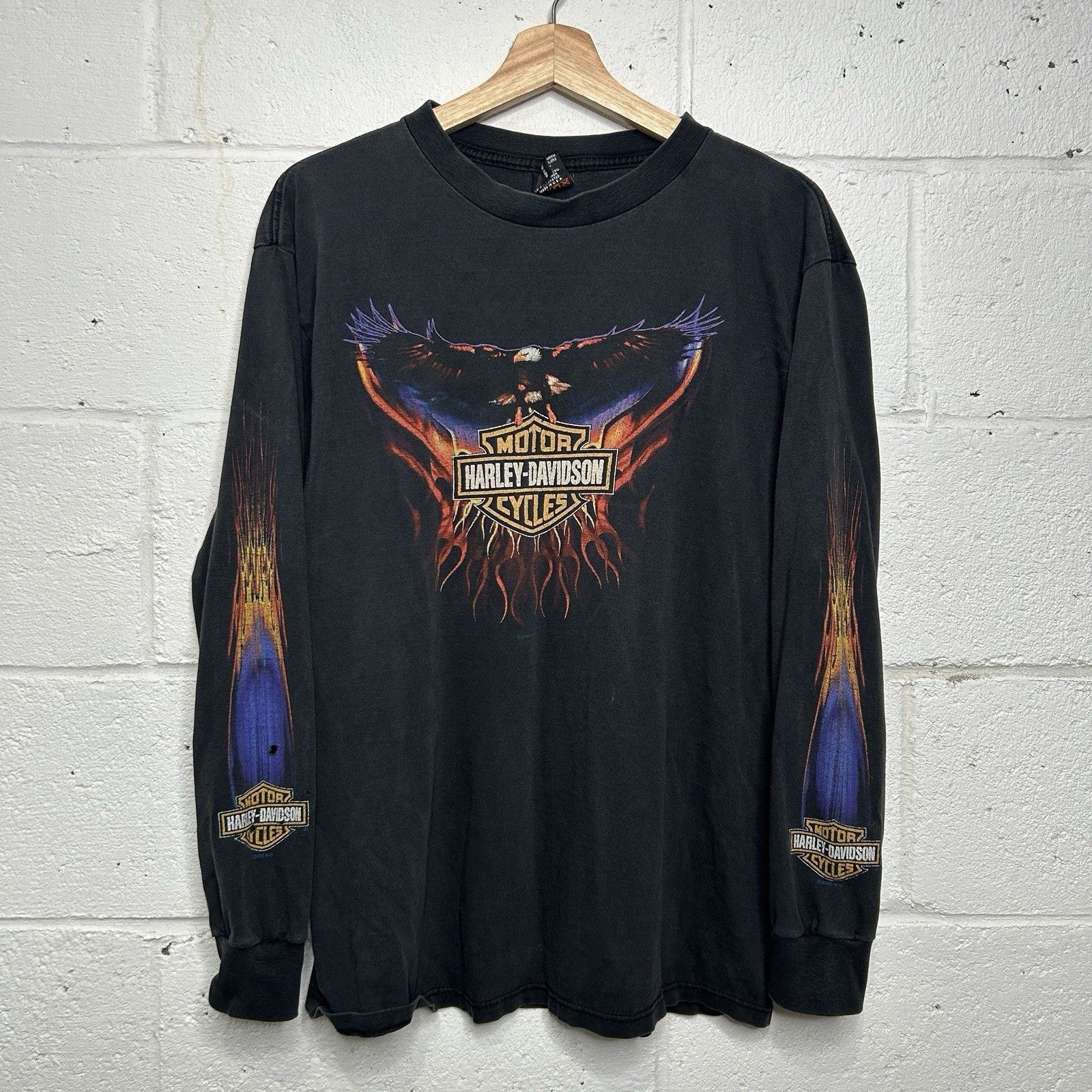 Harley Davidson Y2K Harley Davidson Purple Eagle Flame Long-Sleeve Size US L / EU 52-54 / 3 - 1 Thumbnail