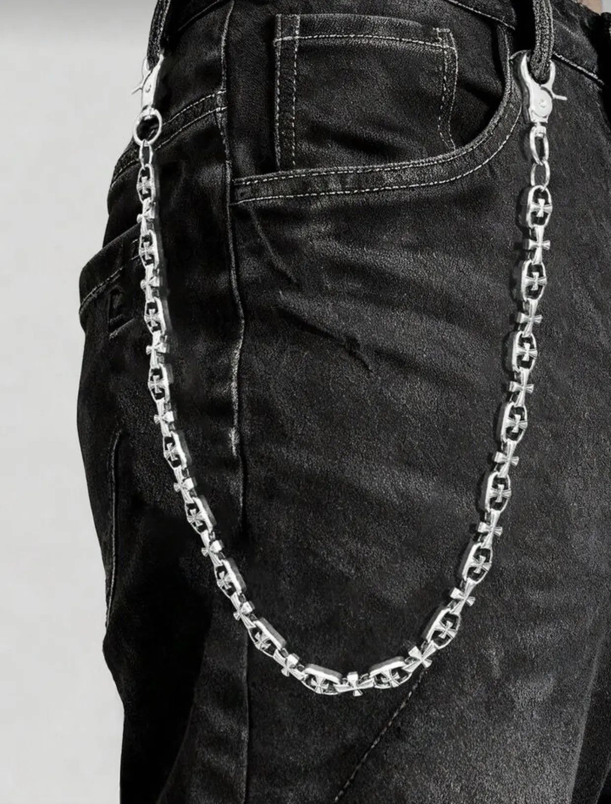 Jewelry Metal Cross Wallet Chain,Y2K Jeans Chain,Gothic Pants Chain Size ONE SIZE - 1 Thumbnail