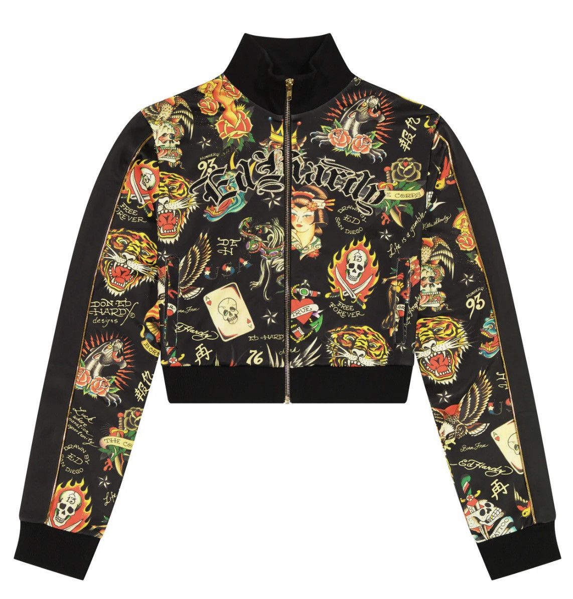 Ed Hardy Authentic Ed Hardy Shrunken Flashboard Black Track Jacket L Size L / US 10 / IT 46 - 6 Thumbnail