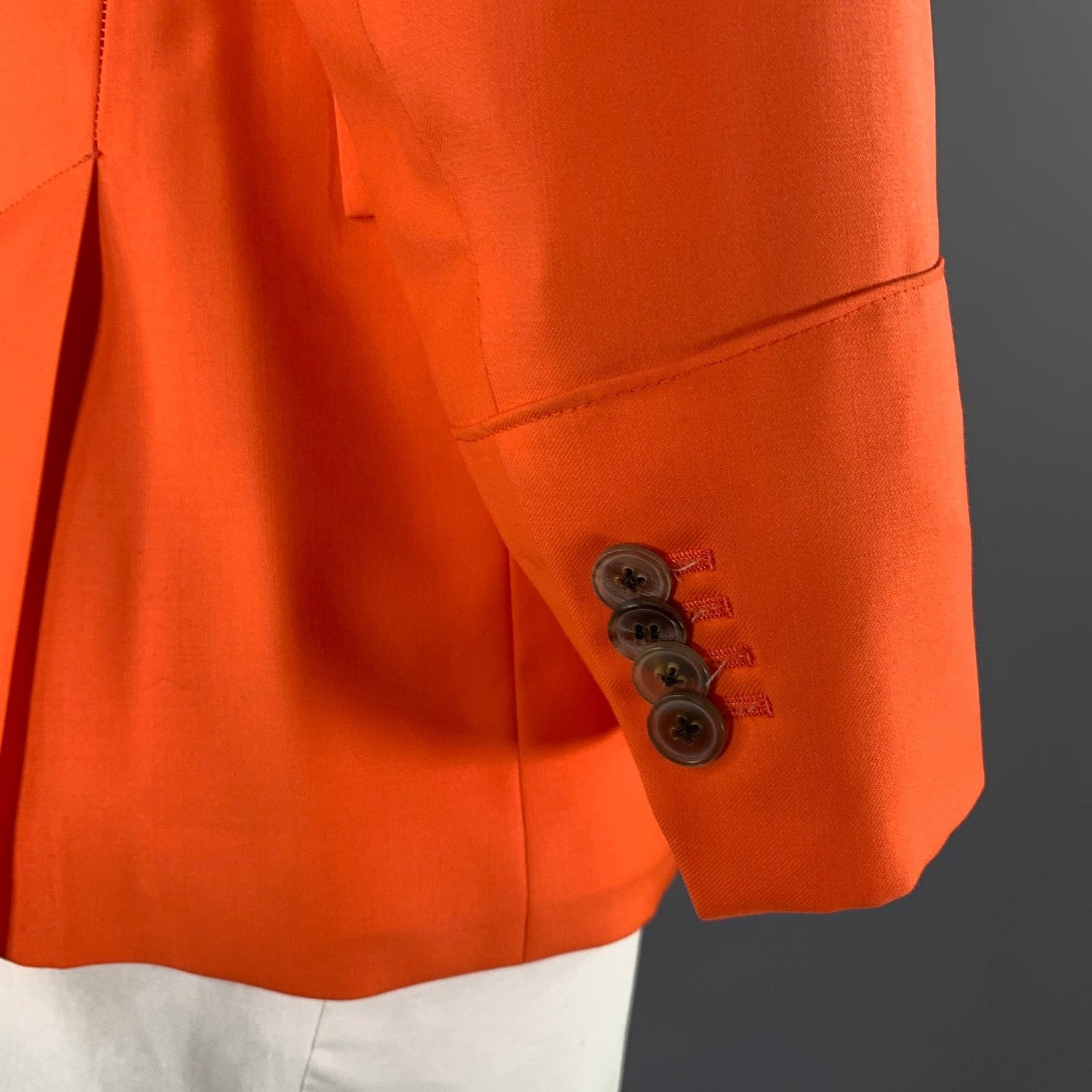 Paul Smith PAUL SMITH 44 Orange Neon Wool Peak Lapel Sport Coat Size 44R - 4 Thumbnail