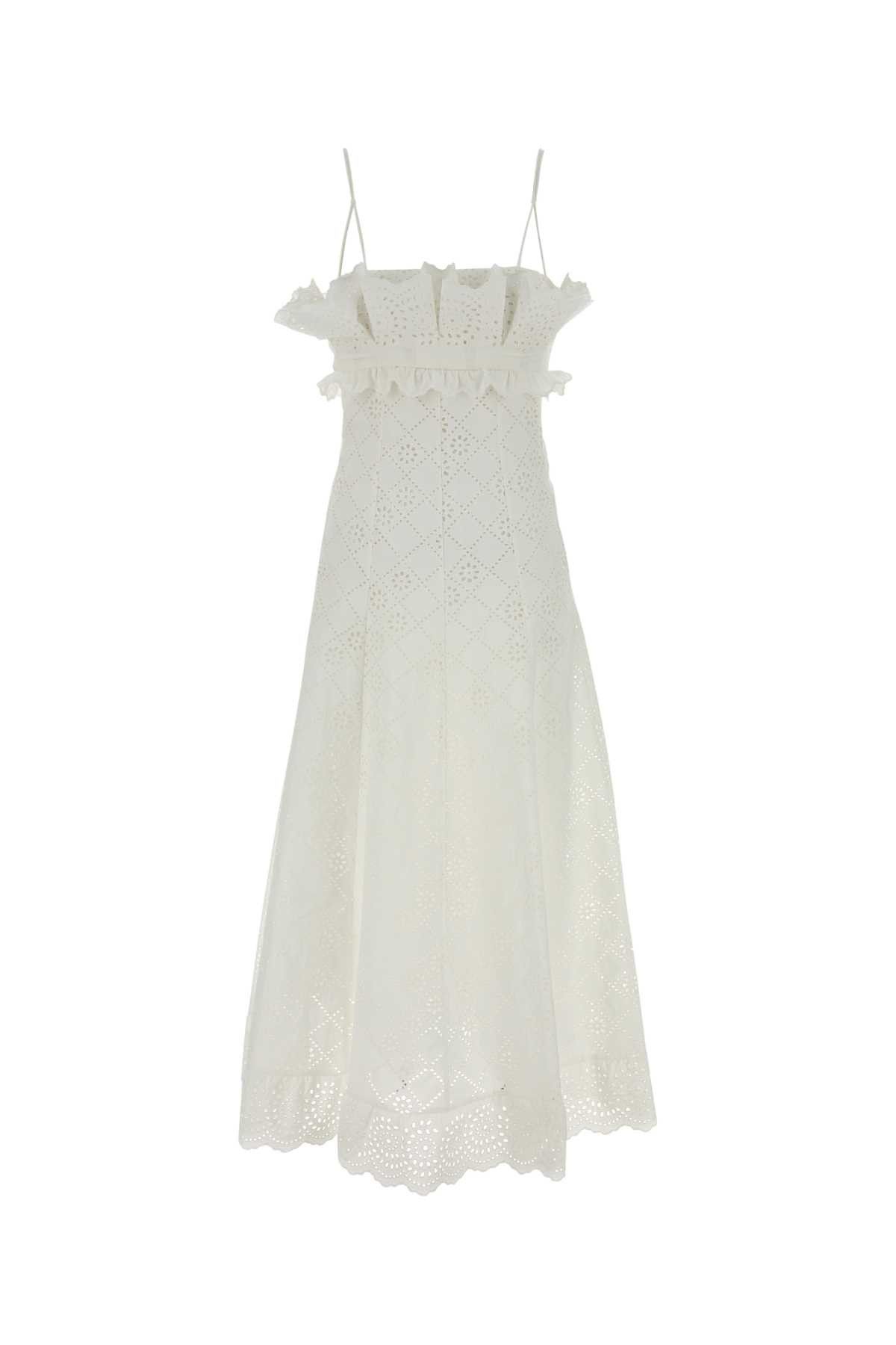 Alberta Ferretti White Broderie Anglaise Dress Size XS / US 0-2 / IT 36-38 - 1 Thumbnail