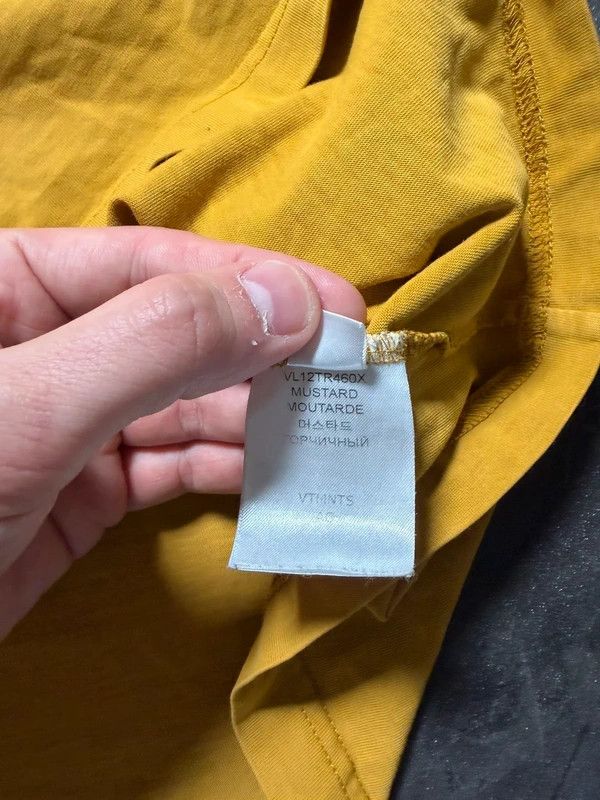 VTMNTS VTMNTS Vetemans Barcode Mustard Tee Shirt Gvasalia Size US L / EU 52-54 / 3 - 7 Thumbnail