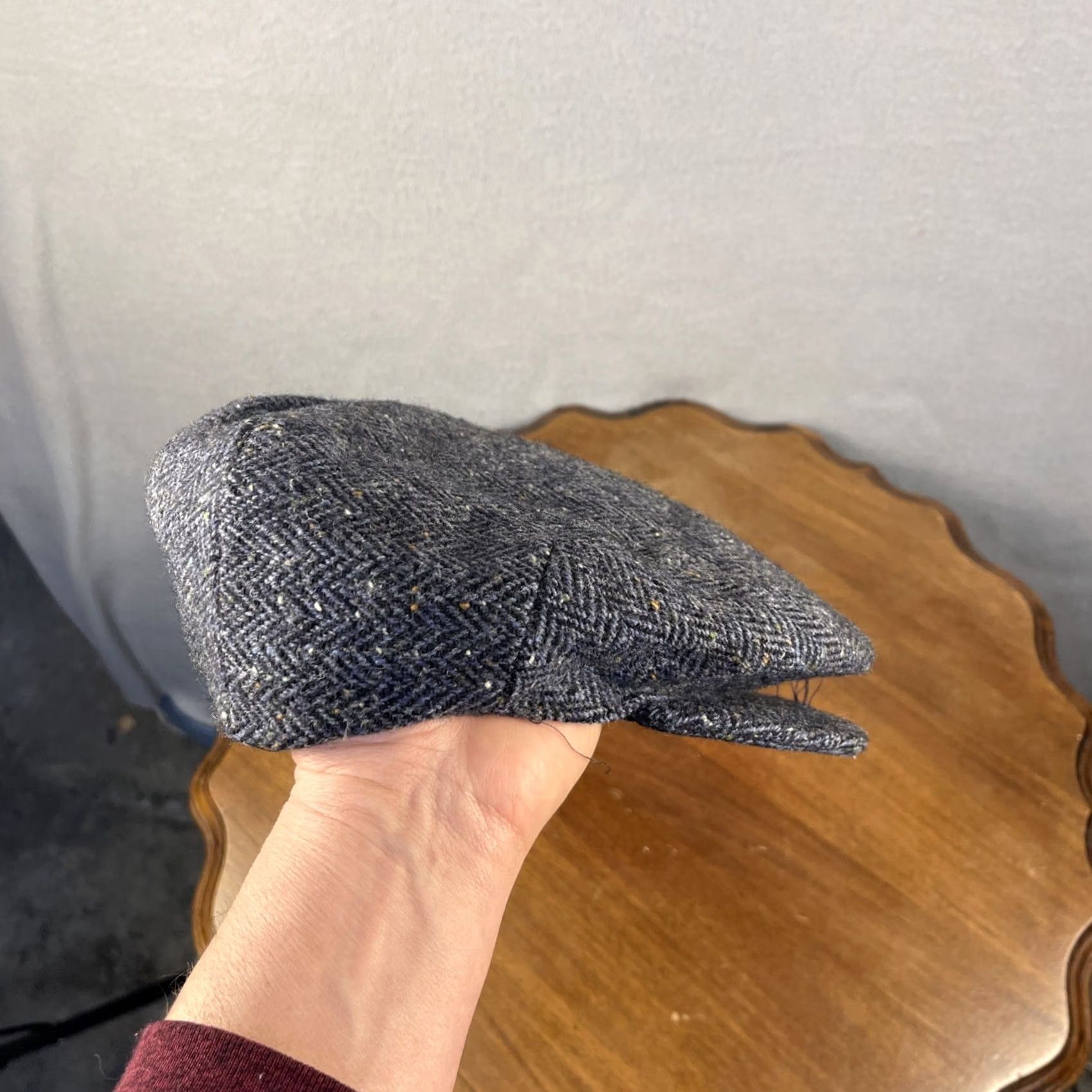 Vintage VINTAGE Shandon Flat Cap Men L Gray Wool Herringbone Donegal Tweed Ireland Classic Irish Hat Lined Size ONE SIZE - 3 Thumbnail
