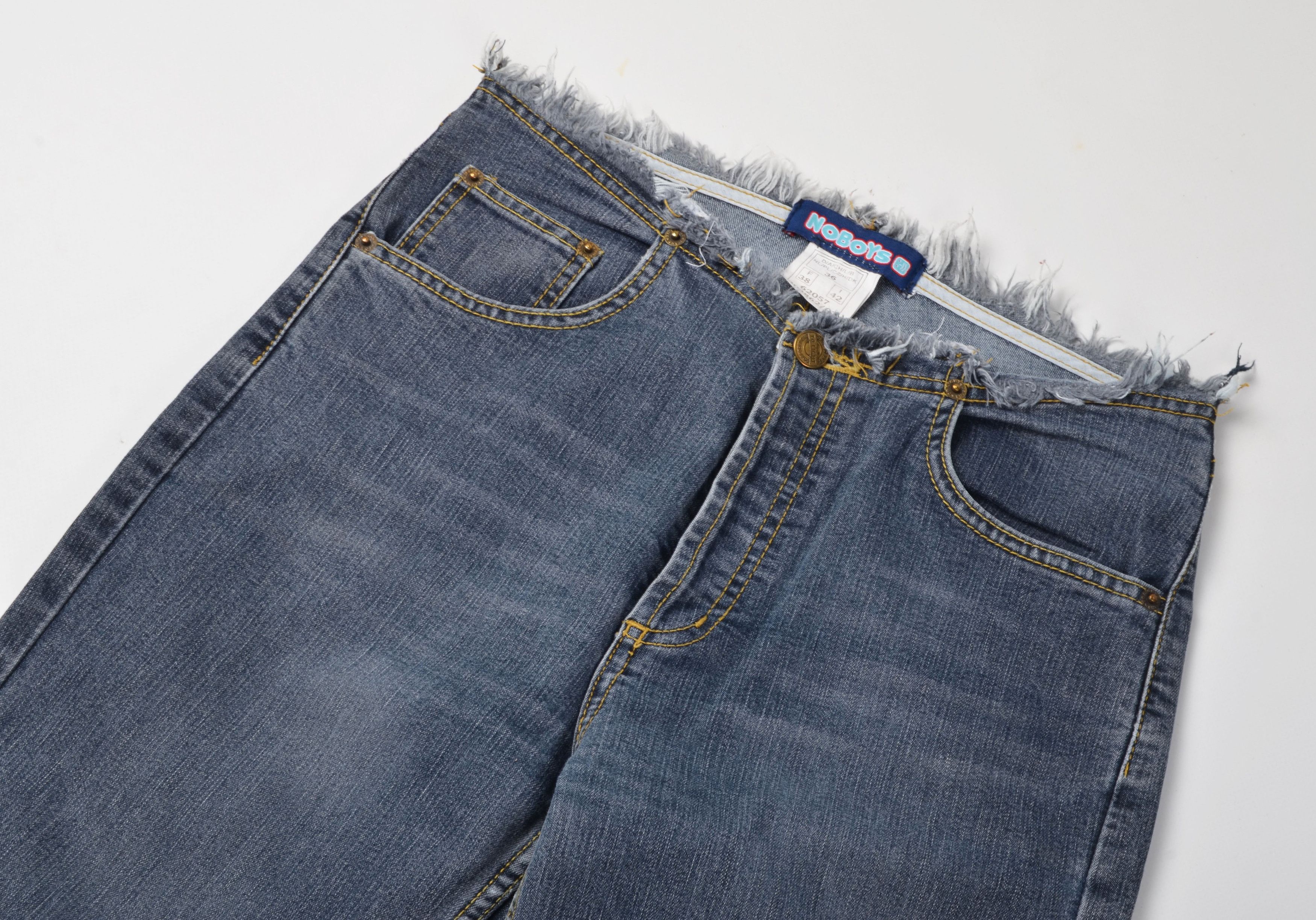 Other Noboys Y2K Mid-blue Flared Jeans with Raw Low Waistband Size 28" / US 6 / IT 42 - 2 Thumbnail