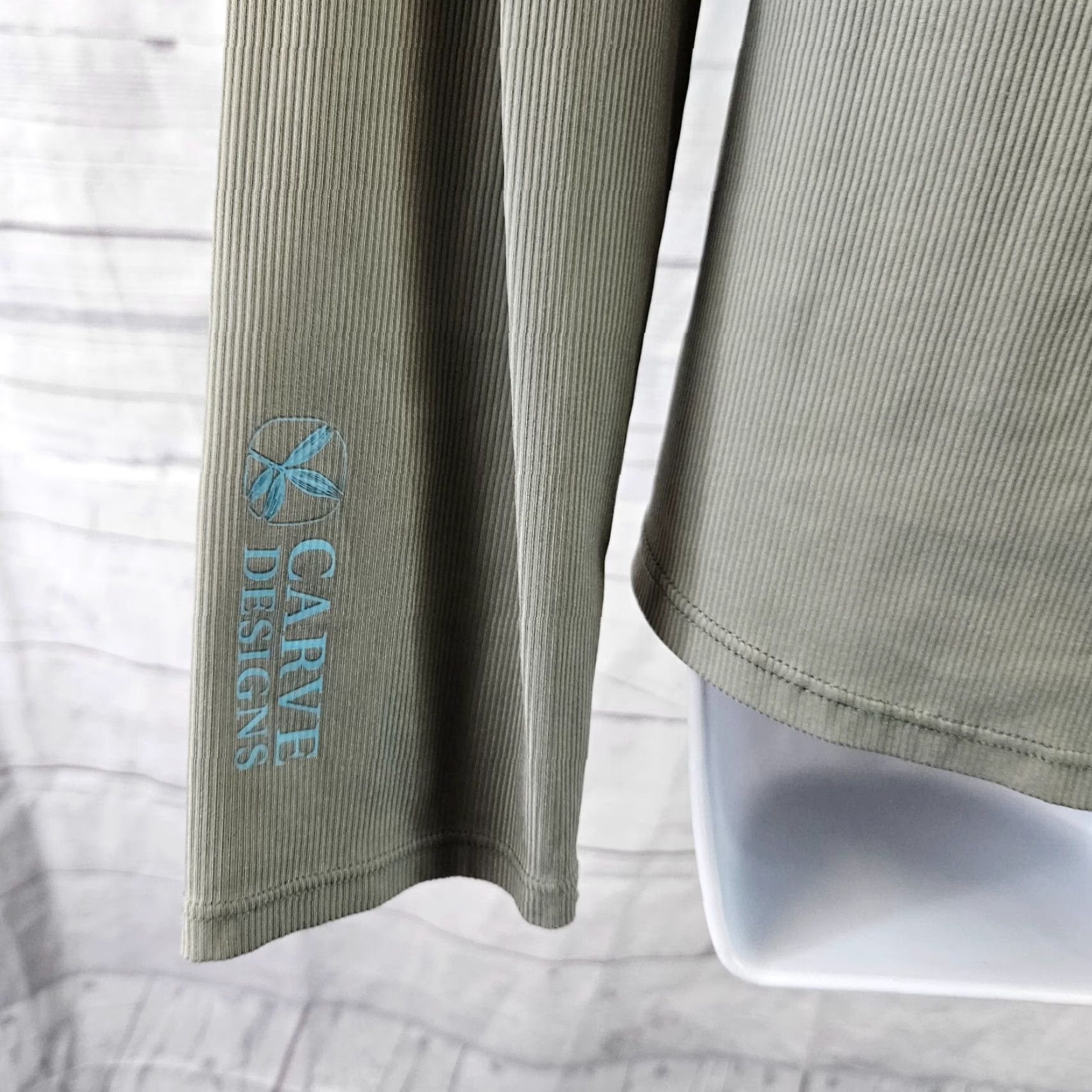 Vintage Carve Designs Womens Pullover 1/2 Zip Shirt M Olive Green Long Sleeve Casual Activewear Mens Womens Size M / US 6-8 / IT 42-44 - 5 Thumbnail