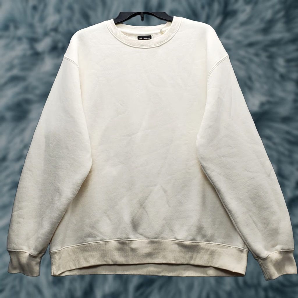 Vintage Pull&Bear Mens Sweatshirt Pullover Long Sleeve Cotton Tan Fleece Lined Crew Neck M Size US M / EU 48-50 / 2 - 1 Thumbnail