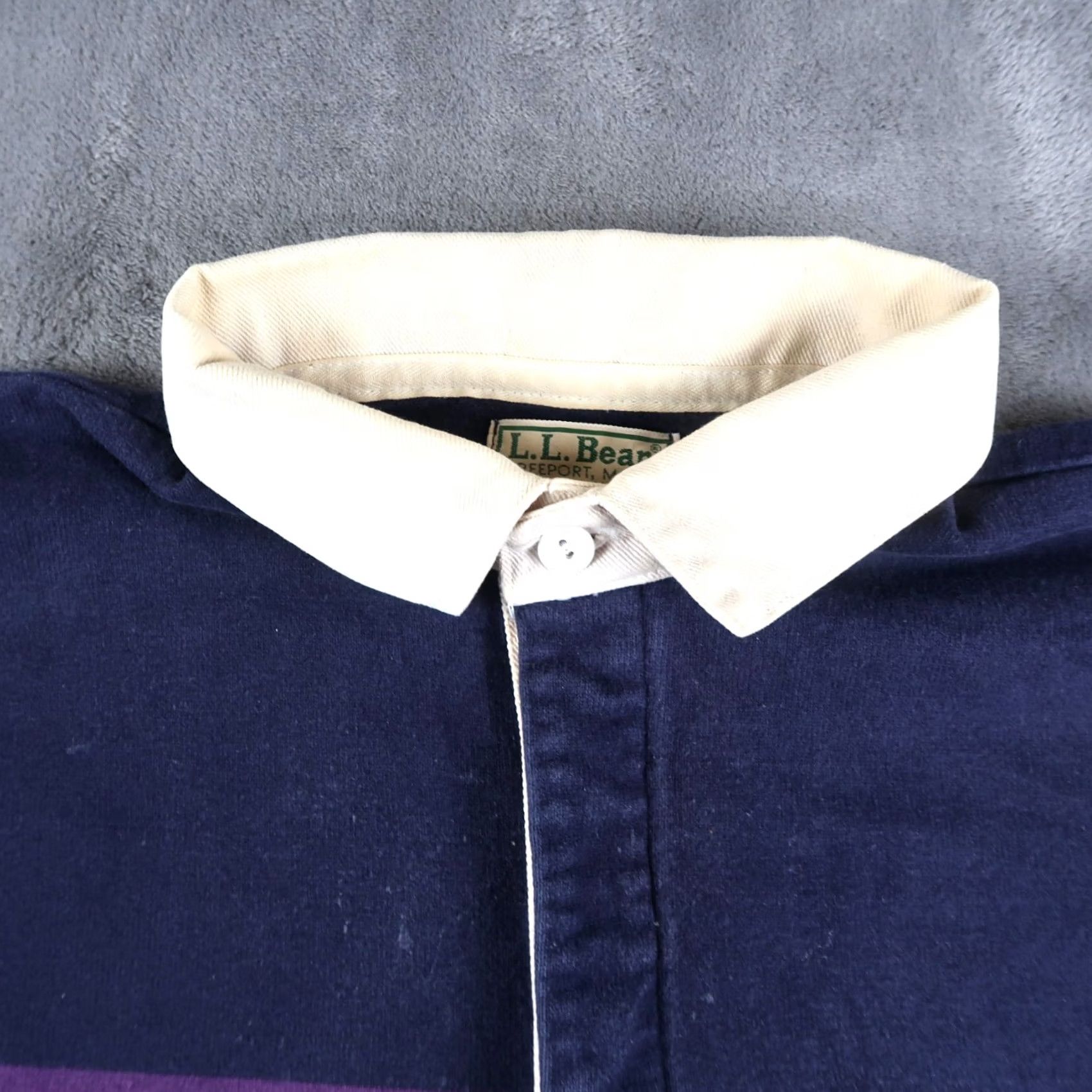 Vintage VINTAGE L.L. Bean Rugby Shirt Mens L Blue Heavy Cotton Polo 90s Rugby Mens Blue Shirt Size US L / EU 52-54 / 3 - 3 Thumbnail