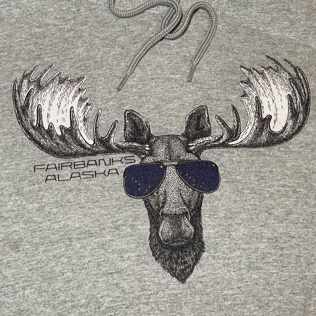 Port & Company Vintage Moose Fairbanks Alaska Grey Hoodie Mens Medium Y2K Size US M / EU 48-50 / 2 - 4 Thumbnail