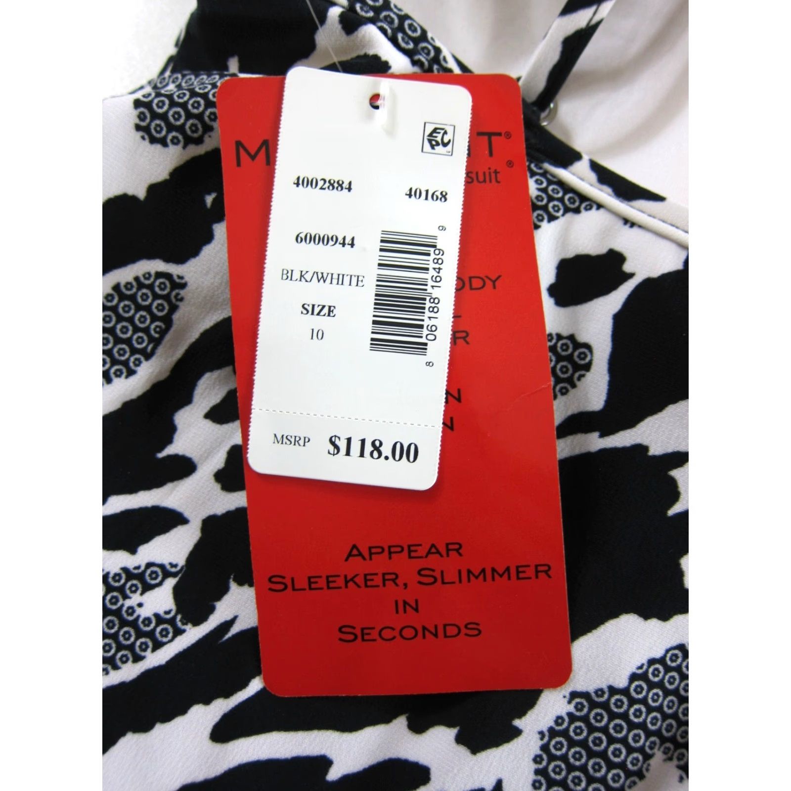 Vintage NWT Miraclesuit Black White Abstract Layered Tiered Tankini Swim Top 10 Size L / US 10 / IT 46 - 3 Thumbnail