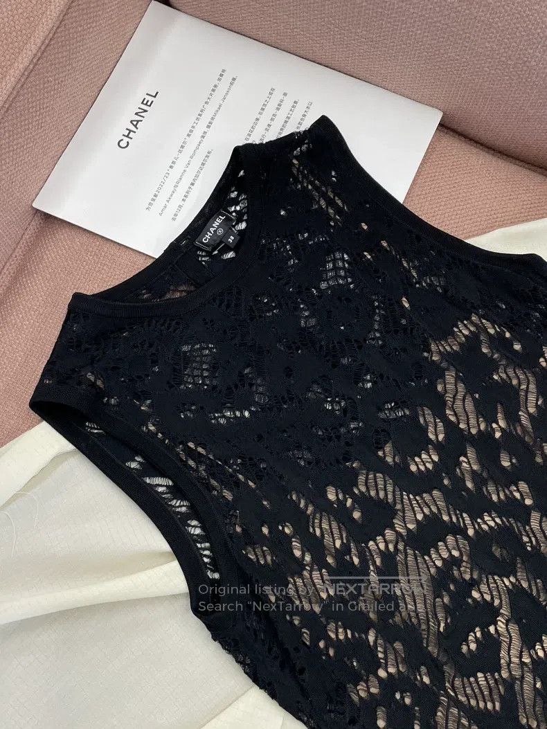 Chanel Chanel 22P black lace knitted sleeveless dress Size XS / US 0-2 / IT 36-38 - 2 Thumbnail