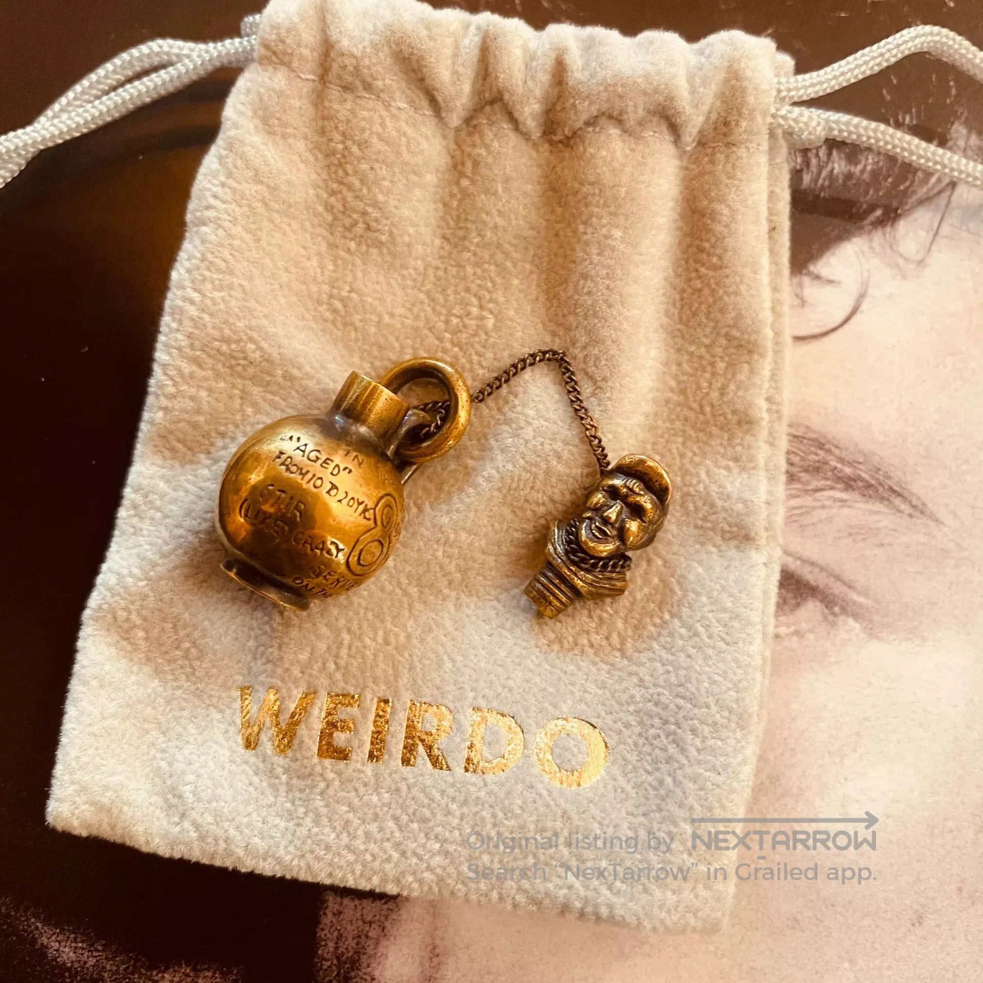 Standard & Strange Weirdo Brass Bottle Man Pendant. Size ONE SIZE - 4 Thumbnail