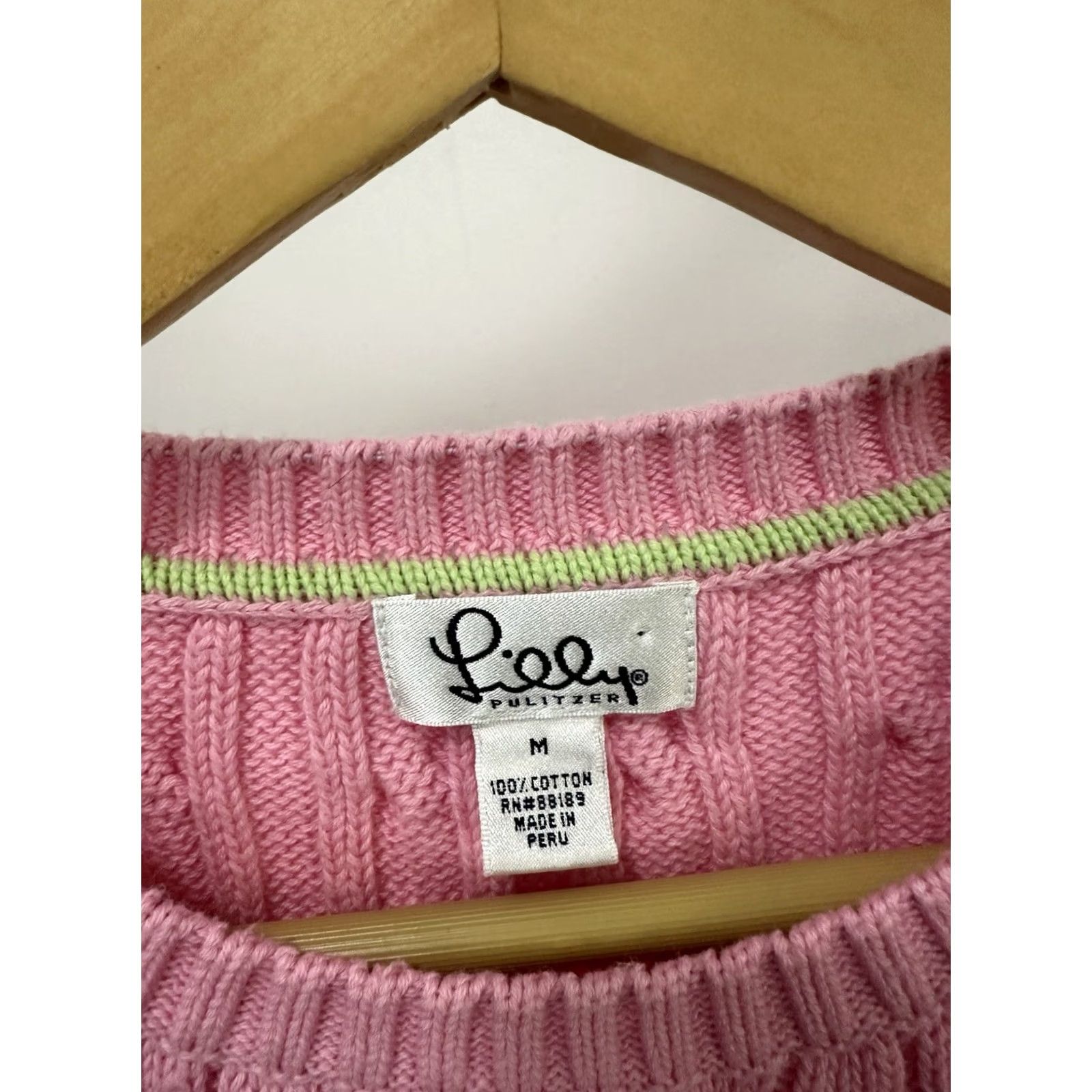 Lilly Pulitzer VINTAGE Lilly Pulitzer Shirt Womens Pink Cable Knit Short Sleeve Sweater Size M Size M / US 6-8 / IT 42-44 - 3 Thumbnail
