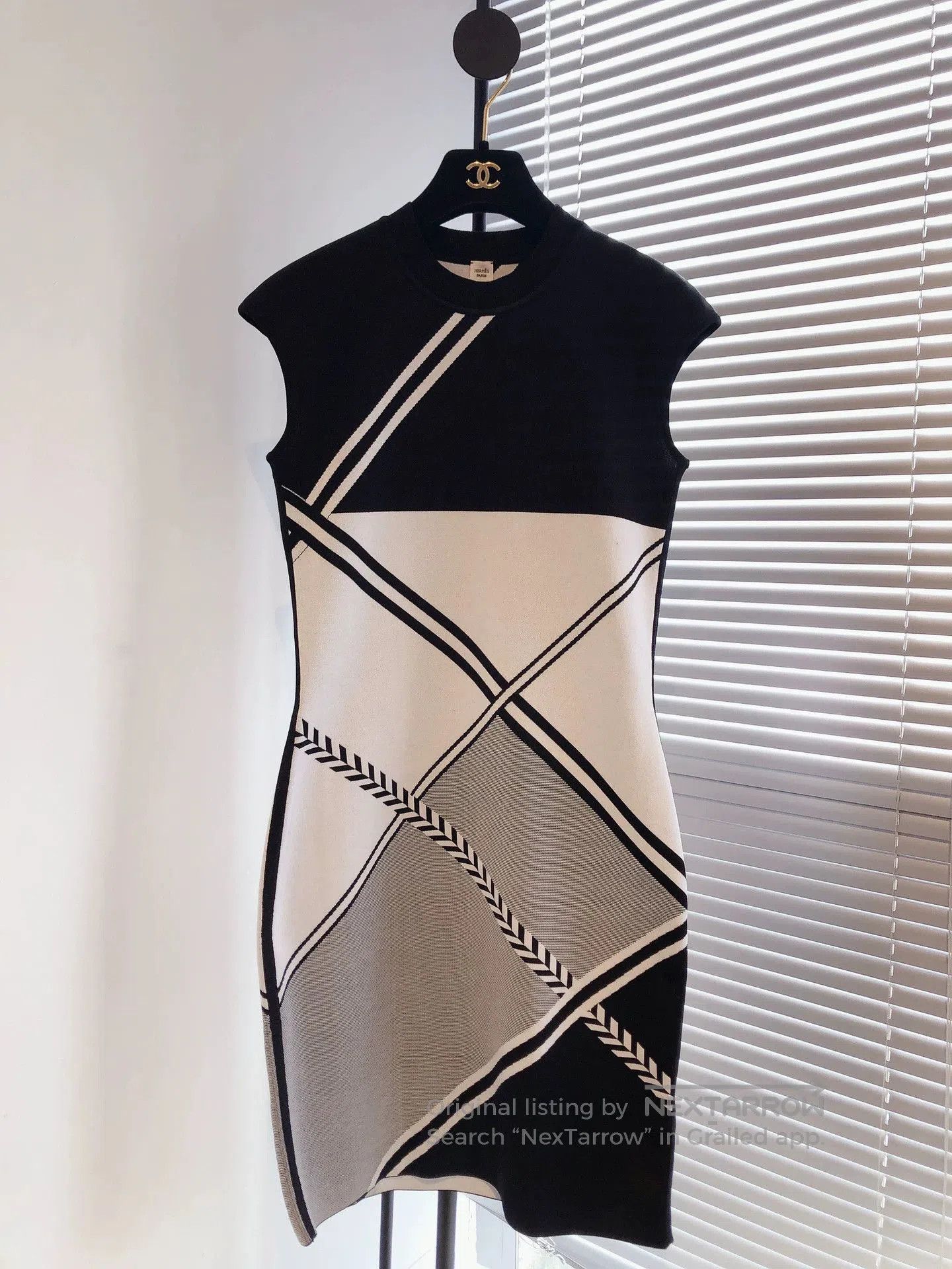 Hermes Hermes Black Grey White Knit Dress. Size US XS / EU 42 / 0 - 1 Thumbnail