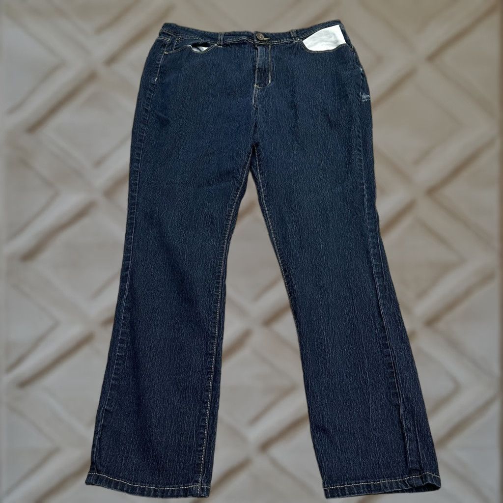 Denime Aviva Denim Jeans Womens 19/20 Plus Size Blue Dark Wash Casual Straight 36x28 Size 40" / US 18 - 1 Thumbnail