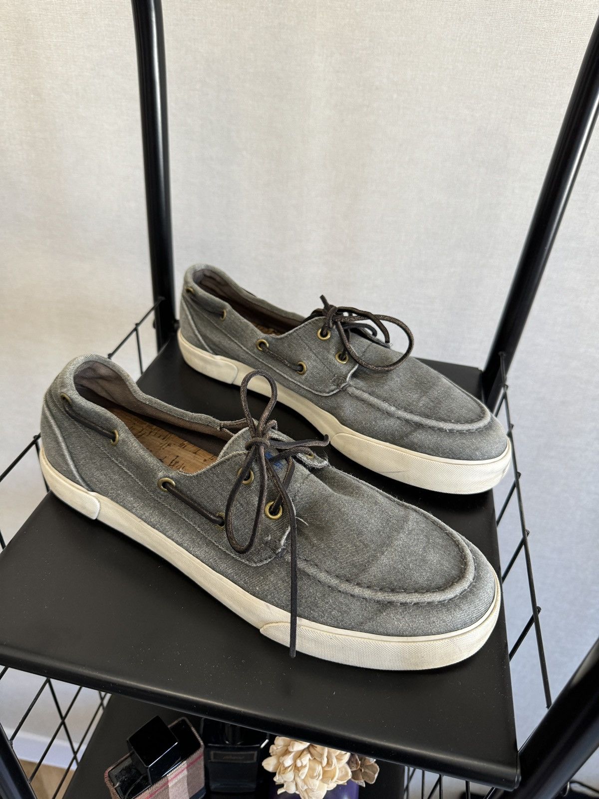 Polo Ralph Lauren Polo Ralph Lauren grey faded twill cotton top-sider loafer Size US 12 / EU 45 - 3 Thumbnail