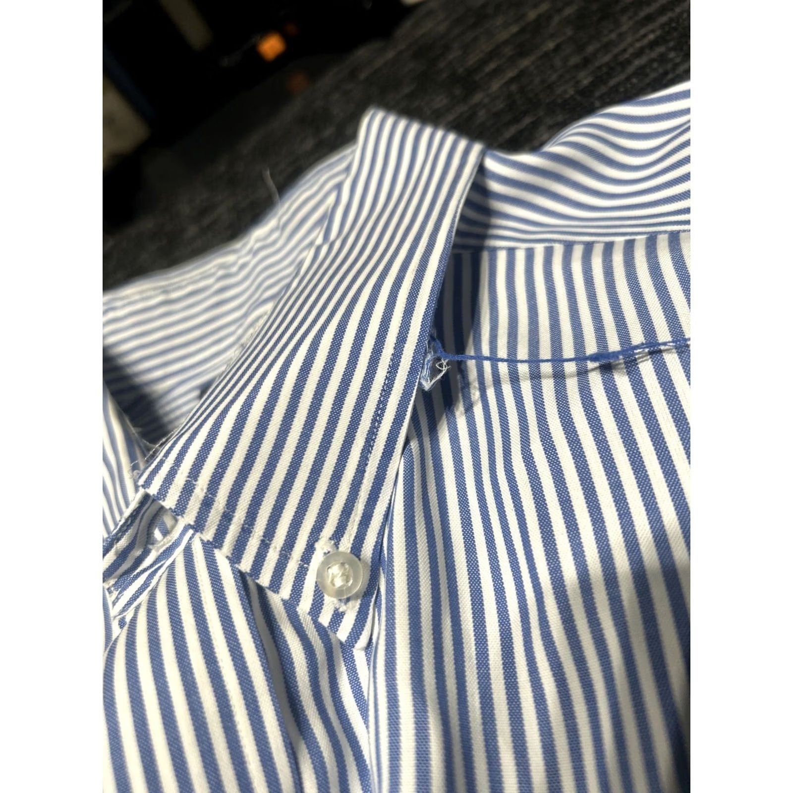 Ralph Lauren VINTAGE Ralph Lauren Yarmouth Shirt Mens 17.5x35 Oxford Button-Up Blue White Striped 90s Collegiate Size 48R - 3 Thumbnail