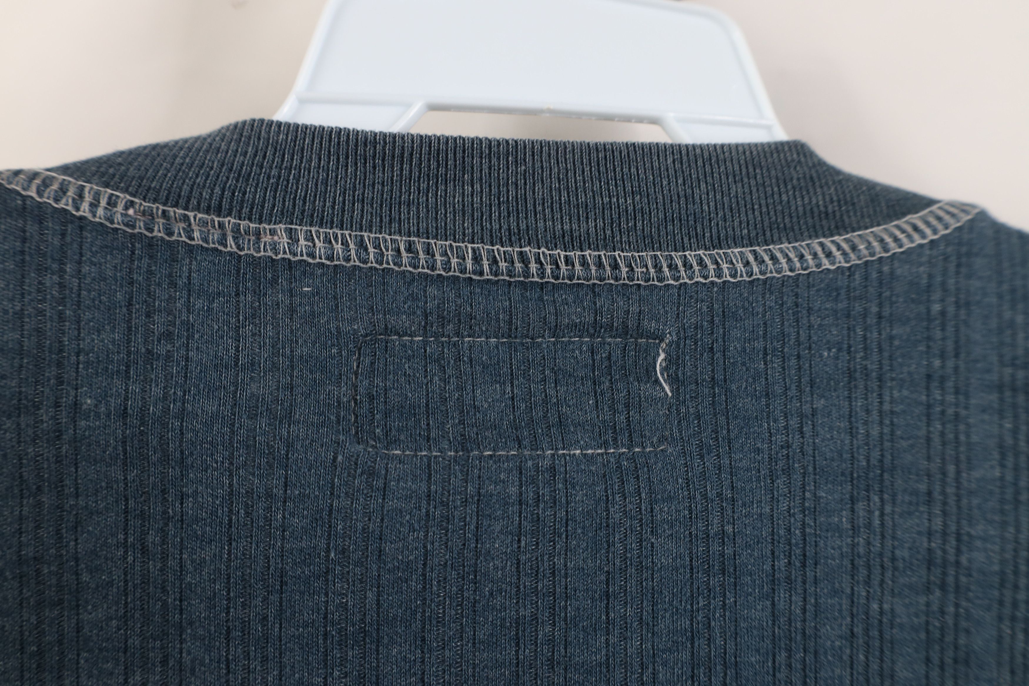 Vintage Vintage 90s Streetwear Blank Ribbed Knit Henley T-Shirt Size US L / EU 52-54 / 3 - 11 Thumbnail