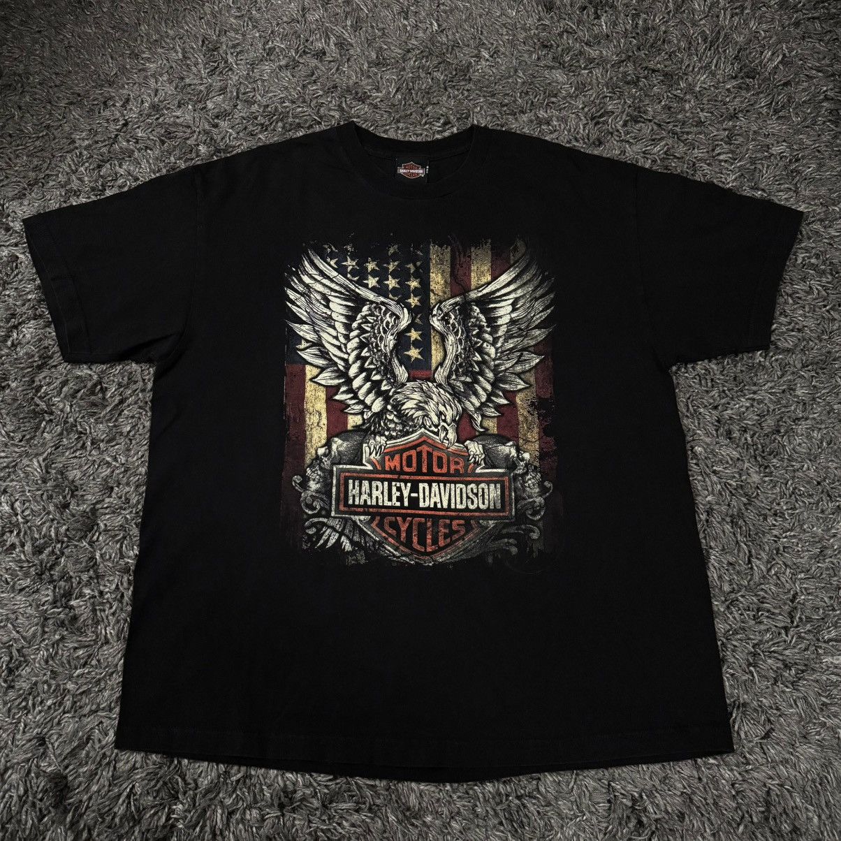 Harley Davidson Harley Davidson Wisconsin Eagle USA Flag Tee Shirt Size US XL / EU 56 / 4 - 1 Thumbnail