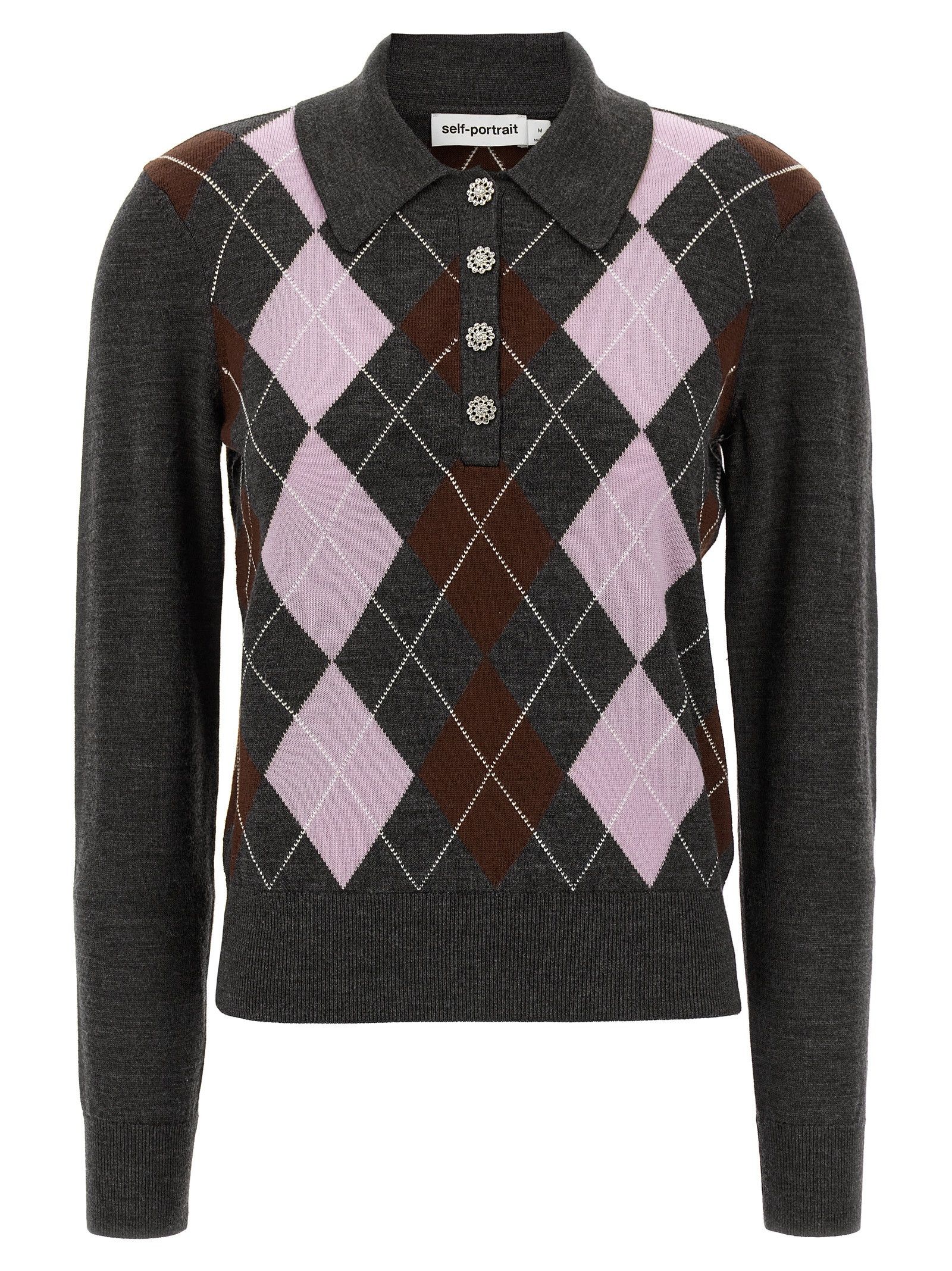Self-Portrait 'Grey Argyle Lightweight' sweater Size XS / US 0-2 / IT 36-38 - 1 Thumbnail