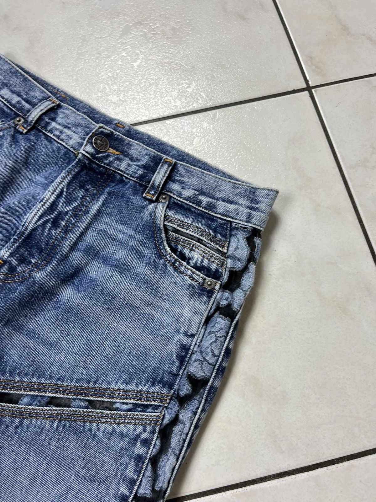 Designer × Diesel Diesel D-Pilut mesh stripe jeans pants washed distressed Size 28" / US 6 / IT 42 - 11 Thumbnail