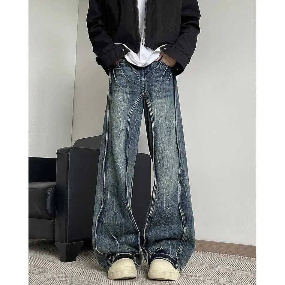 Japanese Brand Retro straight leg wide leg patchwork jeans Size US 32 / EU 48 - 5 Thumbnail