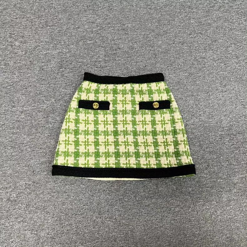 Gucci gucci wool short skirt in green and cream-dmc Size US 36 / EU 52 - 1 Thumbnail