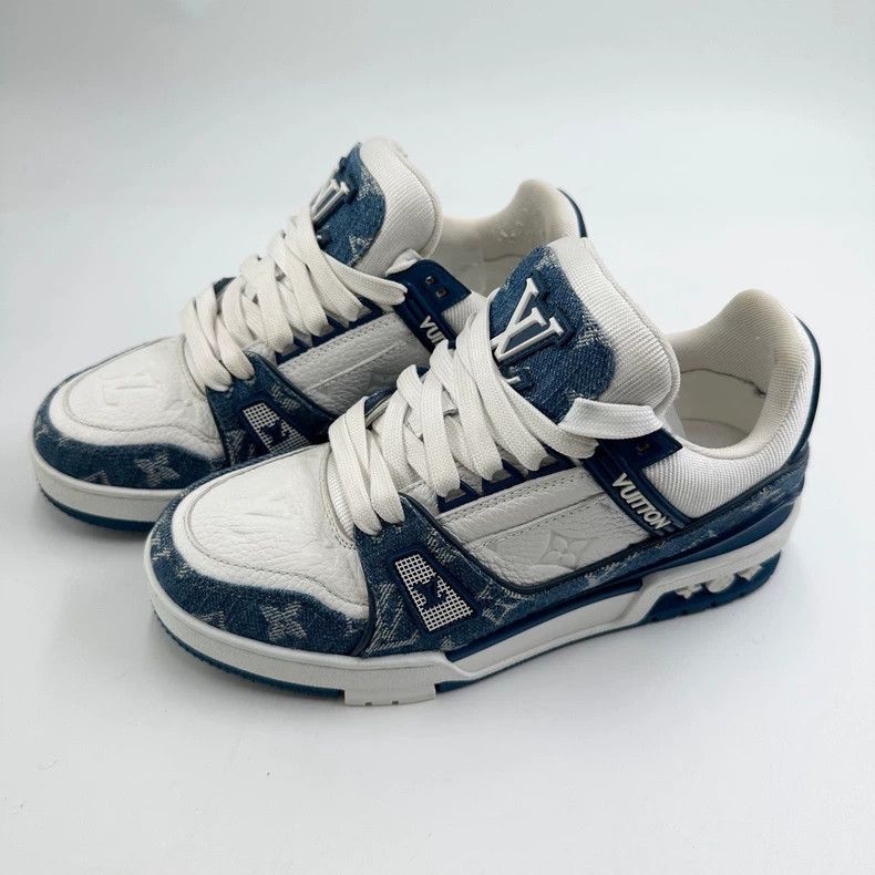 Louis Vuitton Louis Vuitton Trainer Blue and White Denim Casual Shoes Size US 6 / IT 36 - 1 Thumbnail