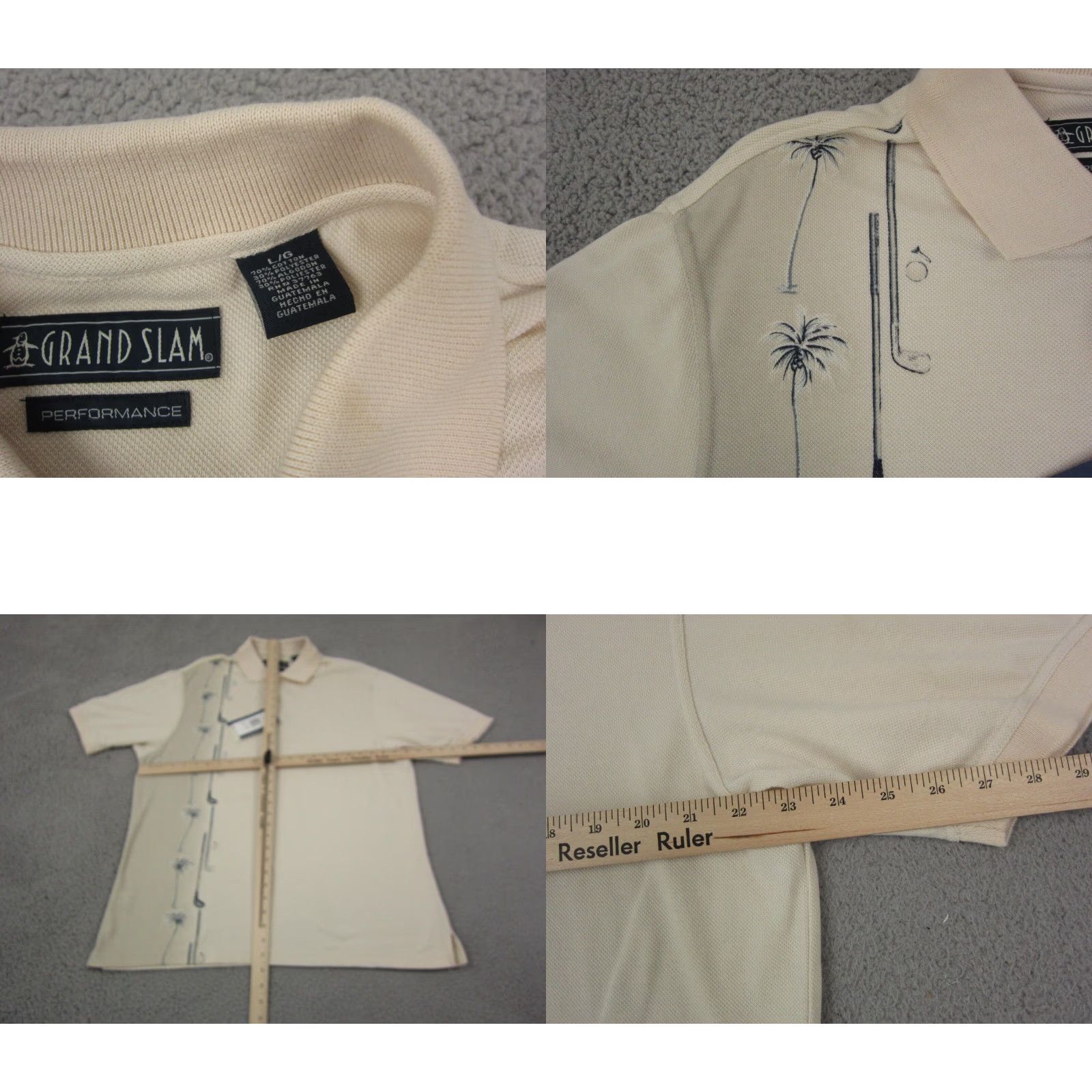 Vintage VINTAGE Grand Slam Polo Shirt Adult Large Beige 90s Golf Mens Short Sleeve Jersey Cotton Polyester Logo Size US L / EU 52-54 / 3 - 8 Thumbnail